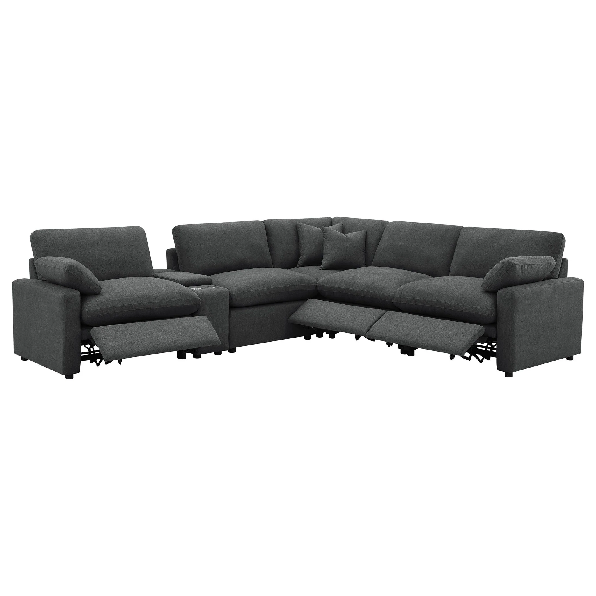 Hollander - 6 Piece Modular Power Reclining Sectional - Dark Gray - Image 4