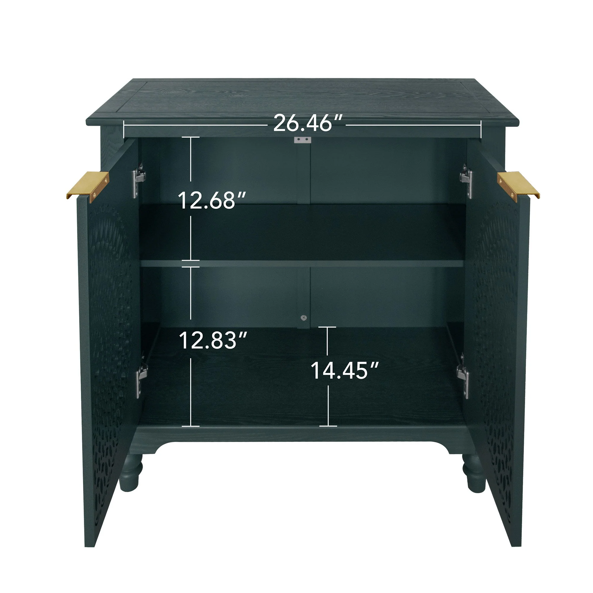Hollow Carved 2 Door Accent Cabinet With Adjustable Shelf, Sideboard Buffet For Entryway, Living Room Or Bedroom - Blackish Green - Image 7
