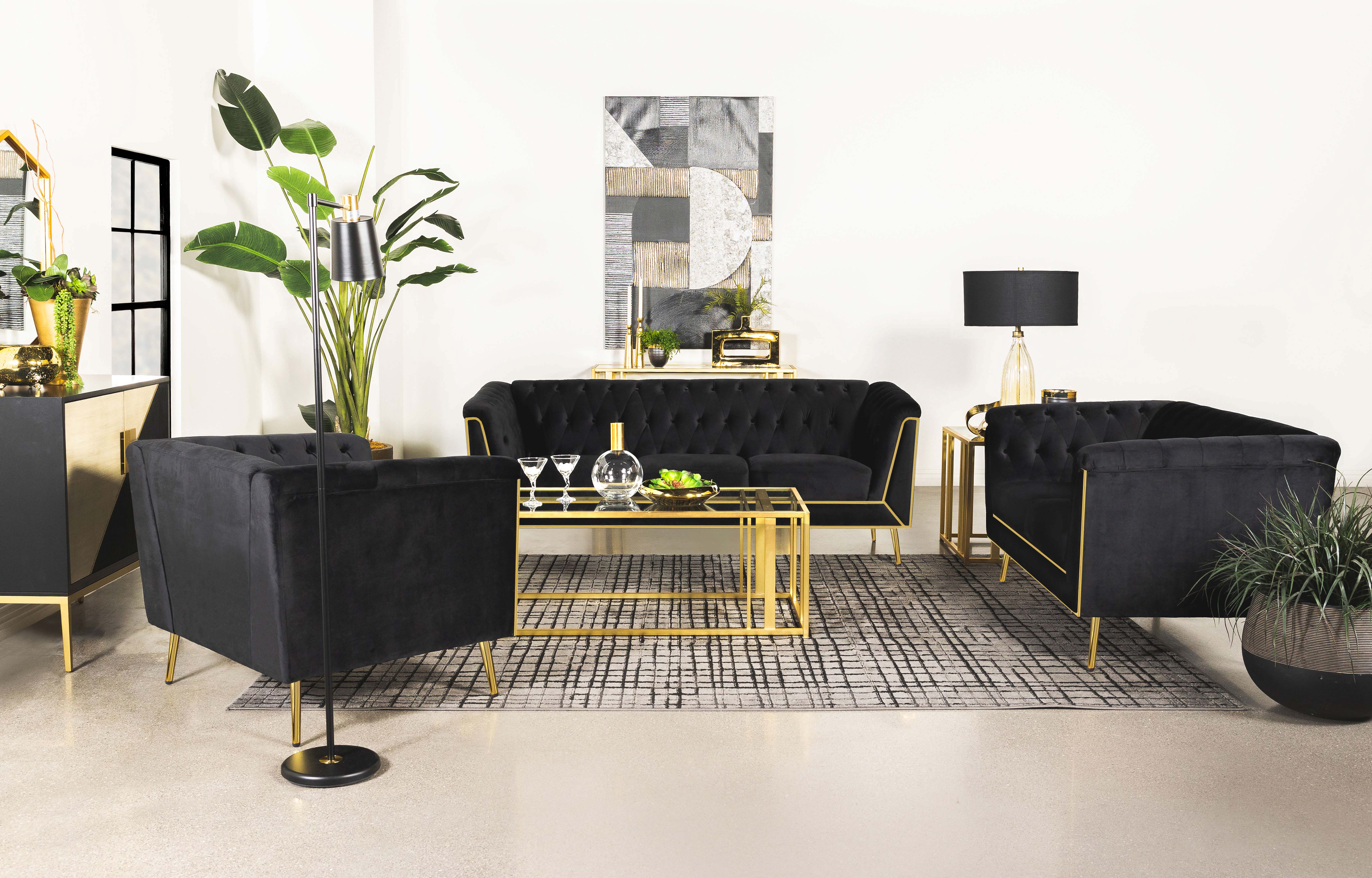 Holly Upholstered Tuxedo Arm Tufted Loveseat Black - Image 12