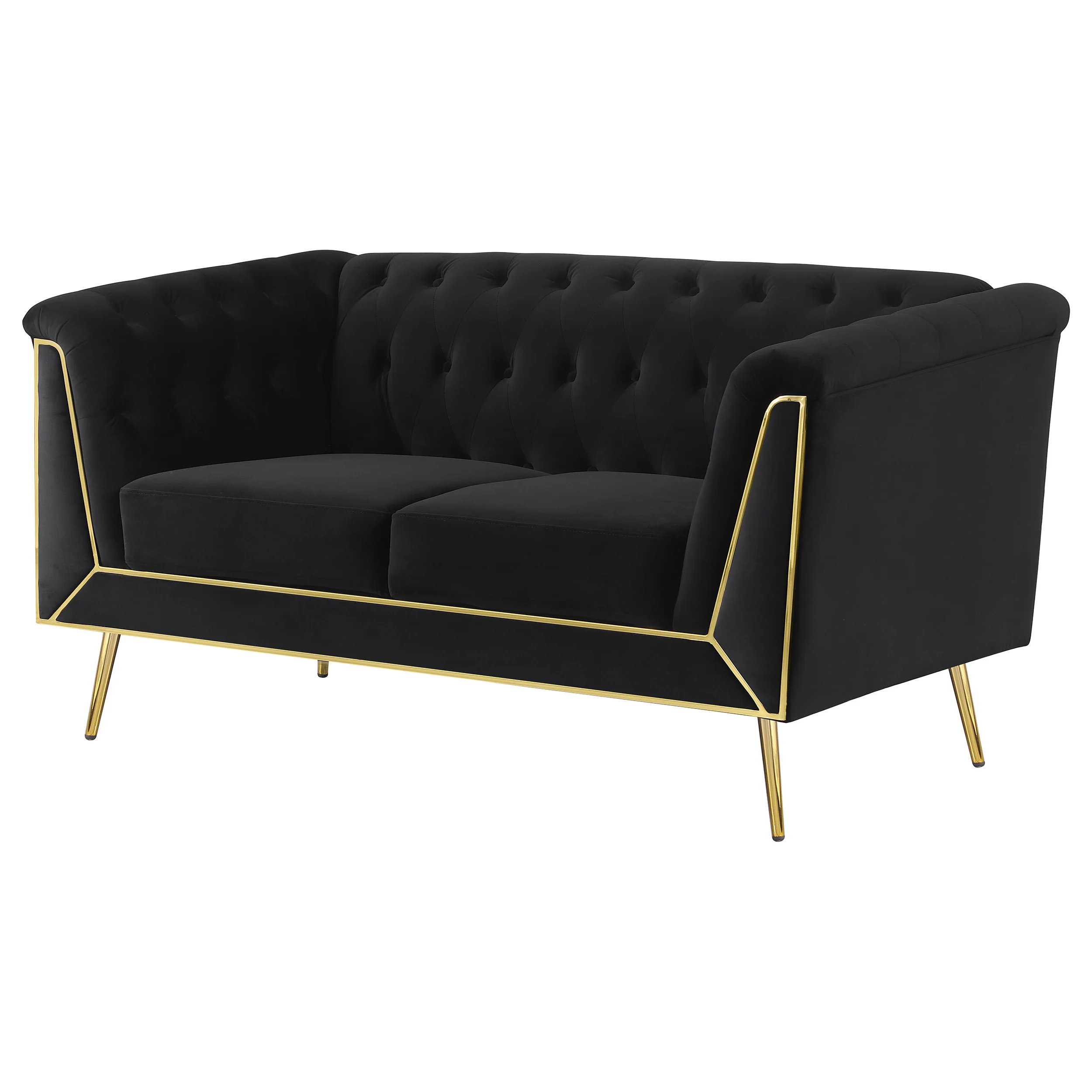 Holly Upholstered Tuxedo Arm Tufted Loveseat Black - Image 3