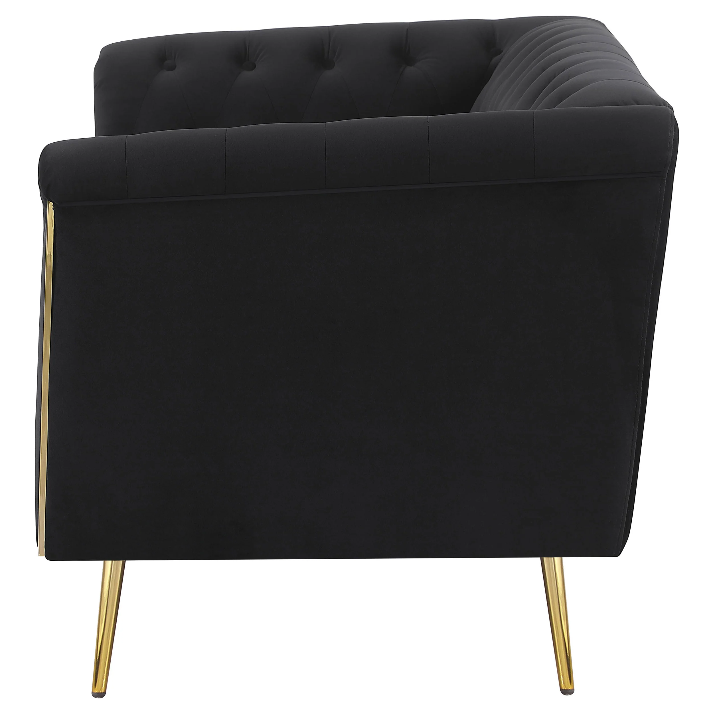 Holly Upholstered Tuxedo Arm Tufted Loveseat Black - Image 5