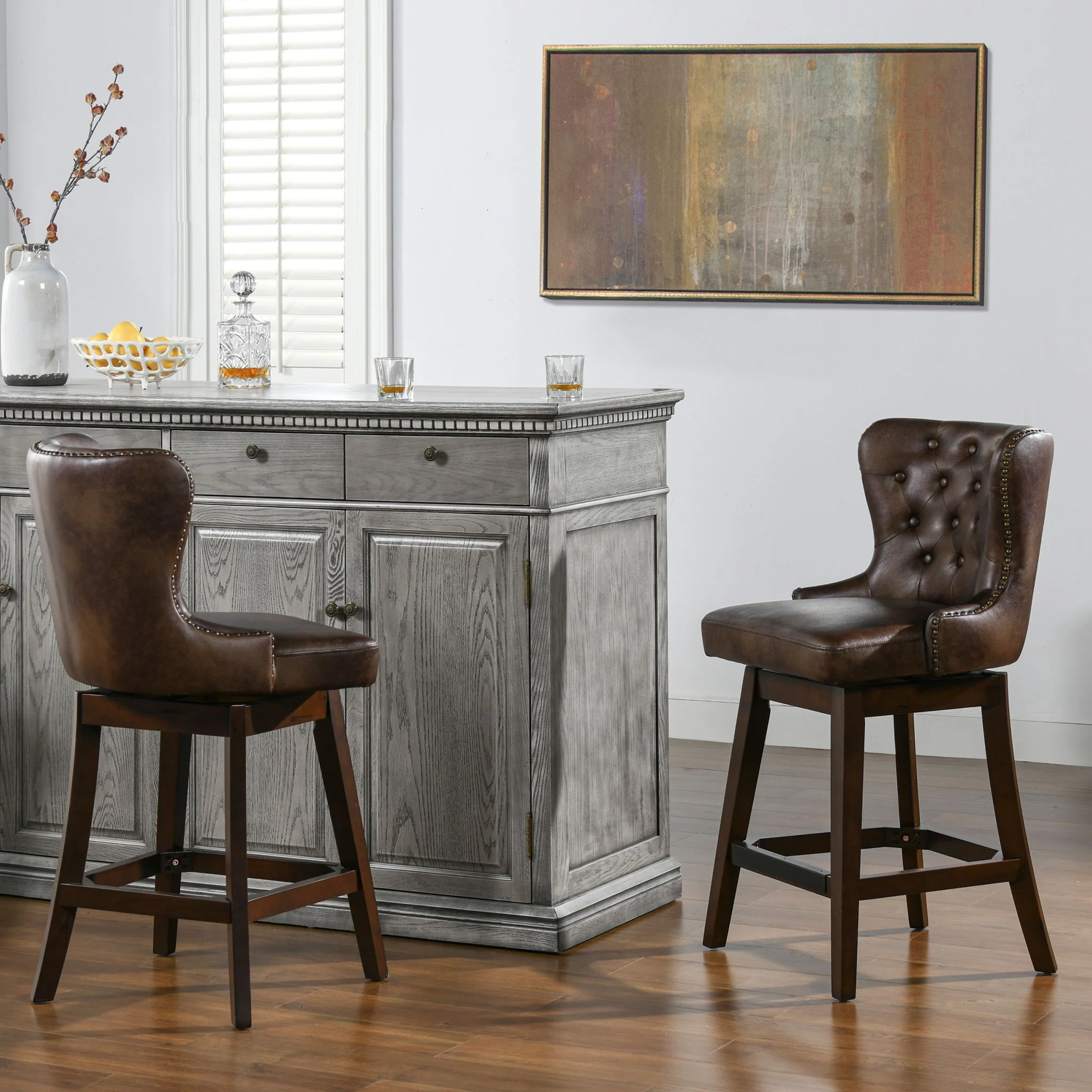 Holmes - Tufted High Back 360 Swivel Counter Height Barstool - Image 13