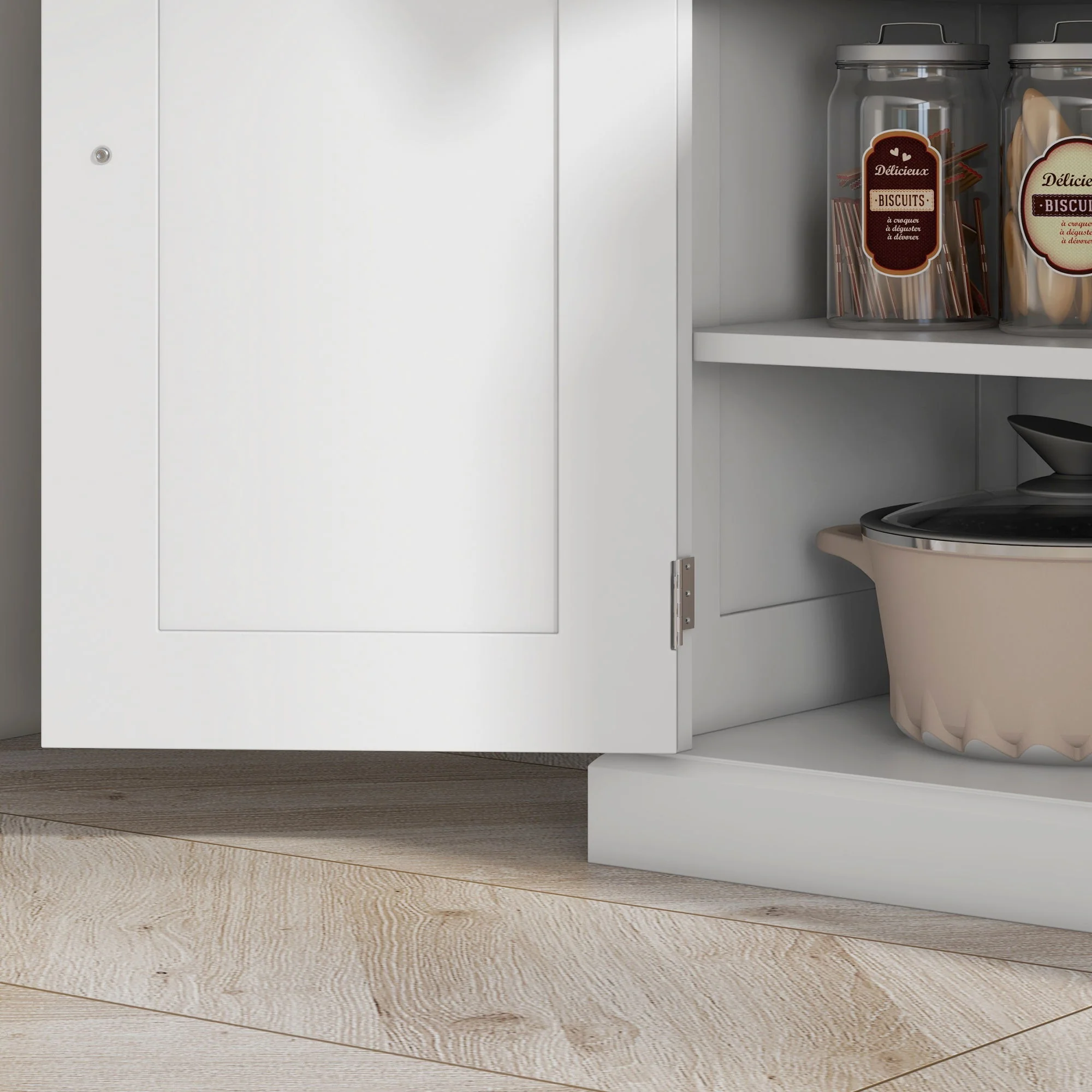 Homcom - 72" Kitchen Pantry, Tall Storage Cabinet, Freestanding Cupboard With Drawer, Doors And Adjustable Shelves - White - Image 9