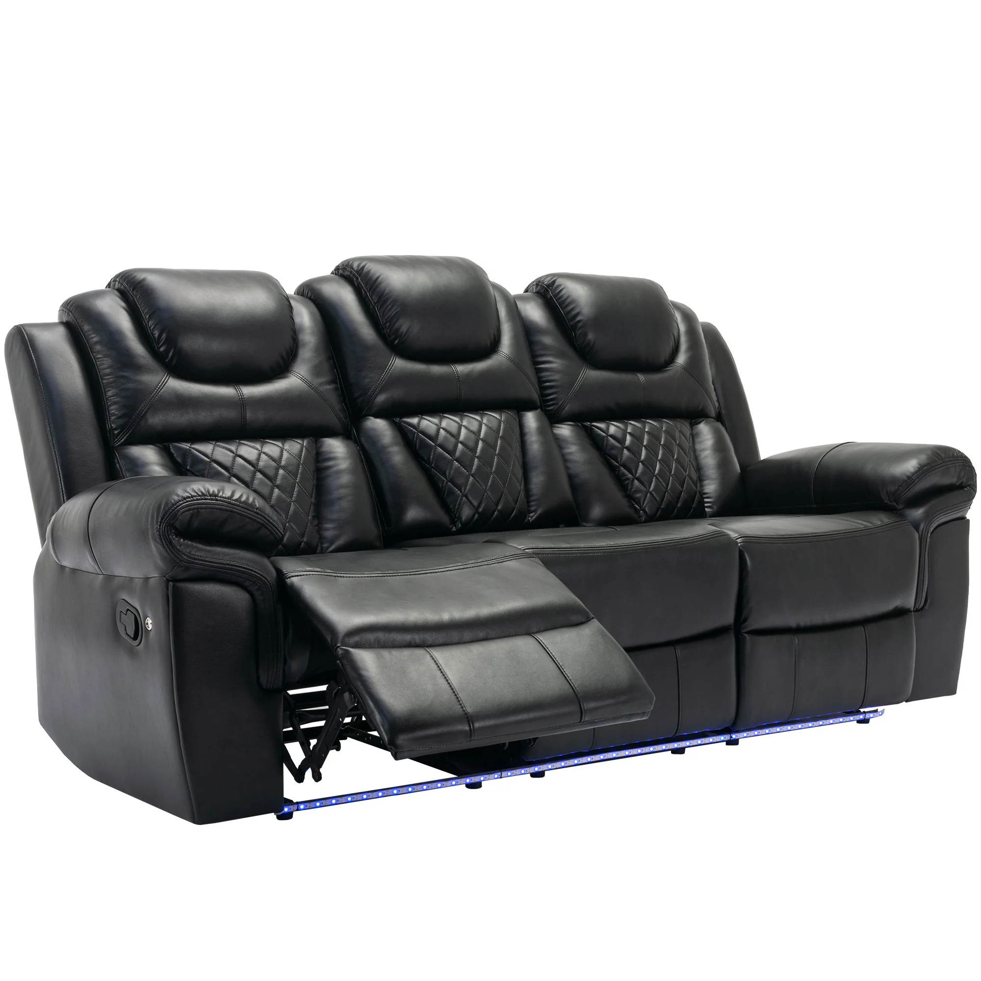 Home Theater Seating Manual Recliner Chair With Center Console And Led Light Strip For Living Room - Image 10