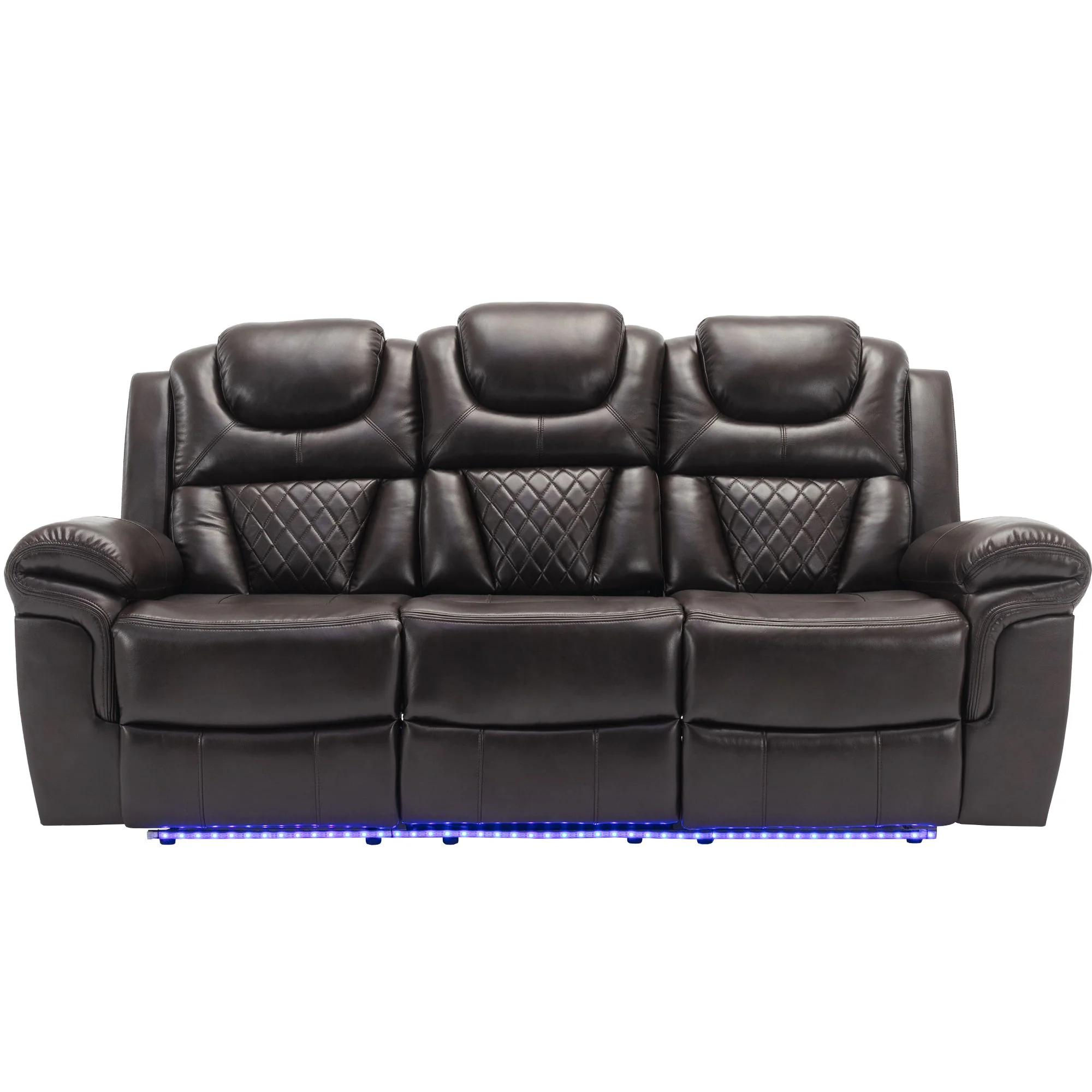 Home Theater Seating Manual Recliner Chair With Center Console And Led Light Strip For Living Room - Image 25
