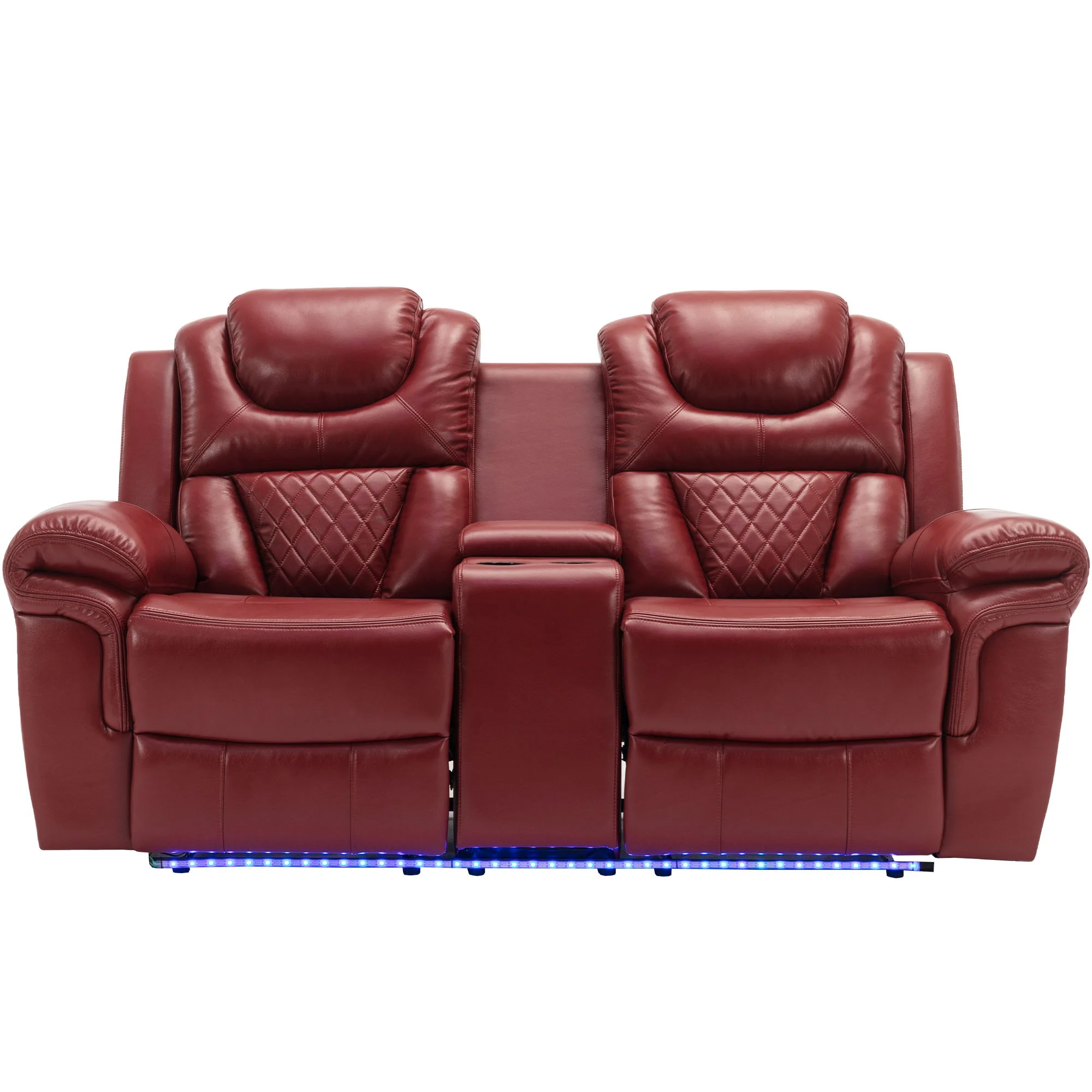 Home Theater Seating Manual Recliner Loveseat With Hide-Away Storage, Cup Holders And Led Light Strip For Living Room - Image 20