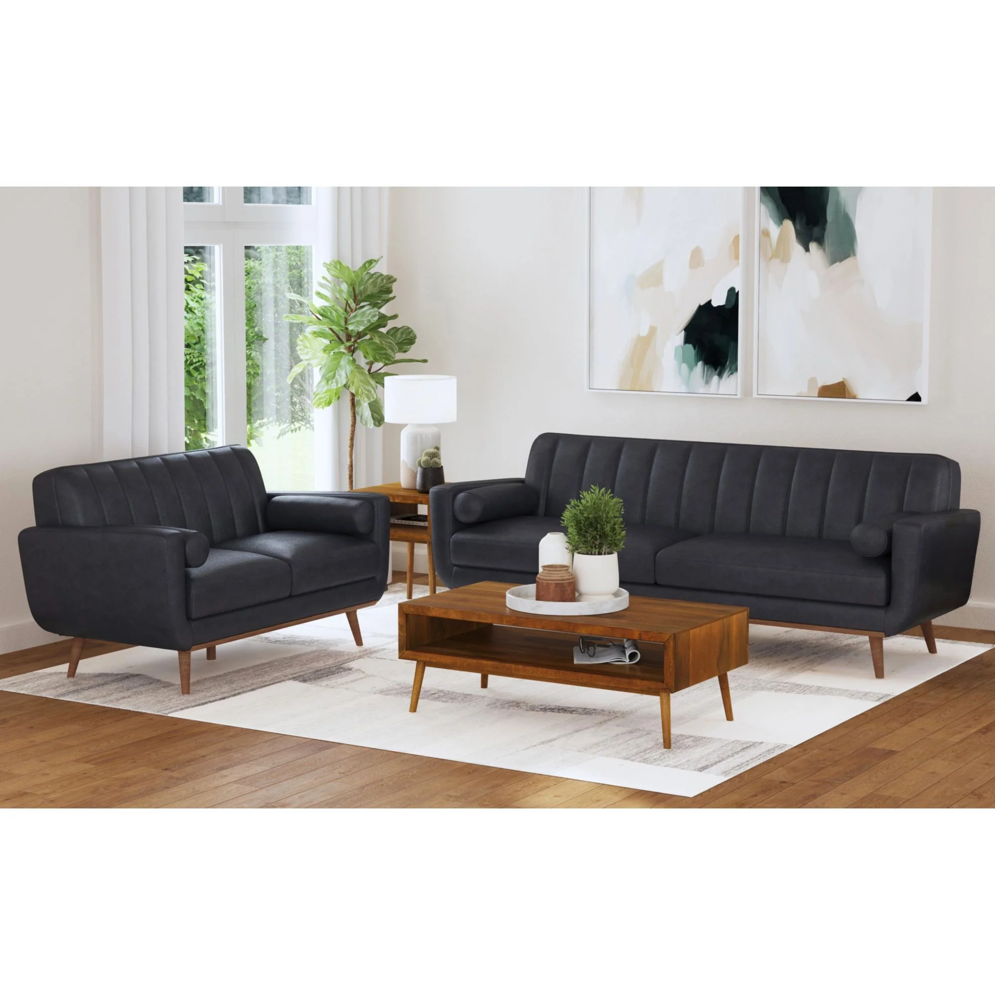 Horizon - Loveseat With Wood Front 2 Pillows - Image 2
