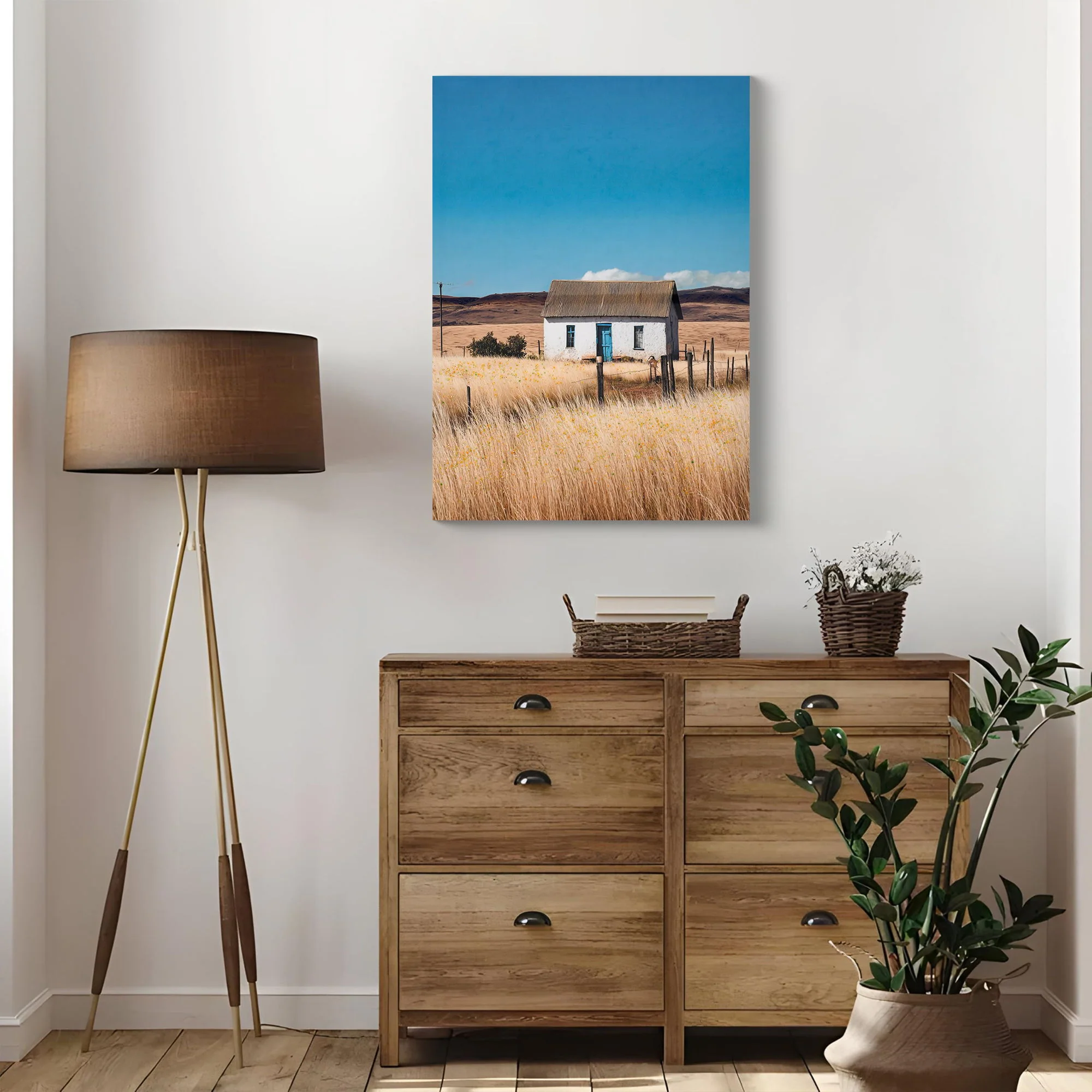 House, Barn Picture Wall Art For Home Decor - Natural / Blue - Image 3