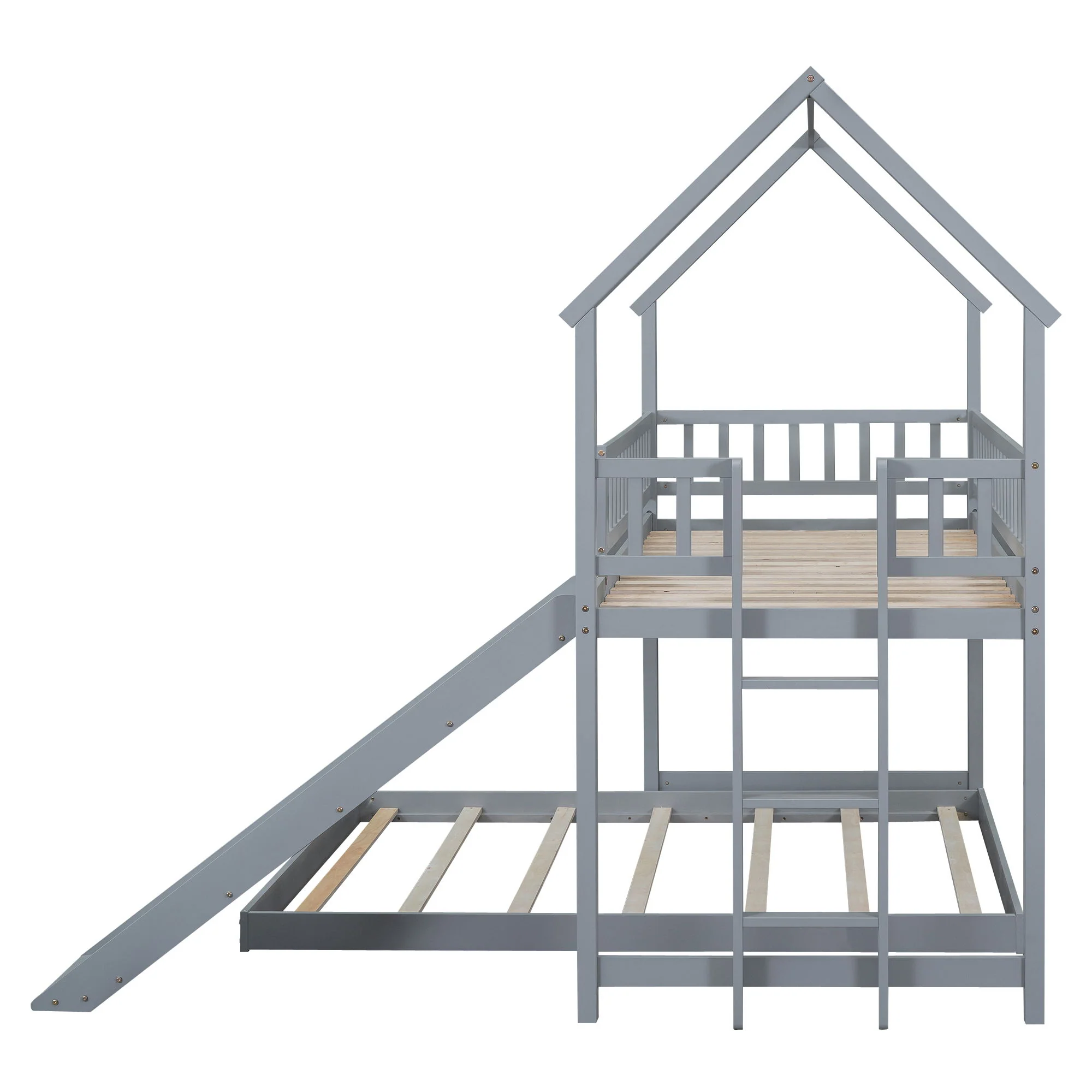 House Bunk Bed With Slide And Built In Ladder - Image 14