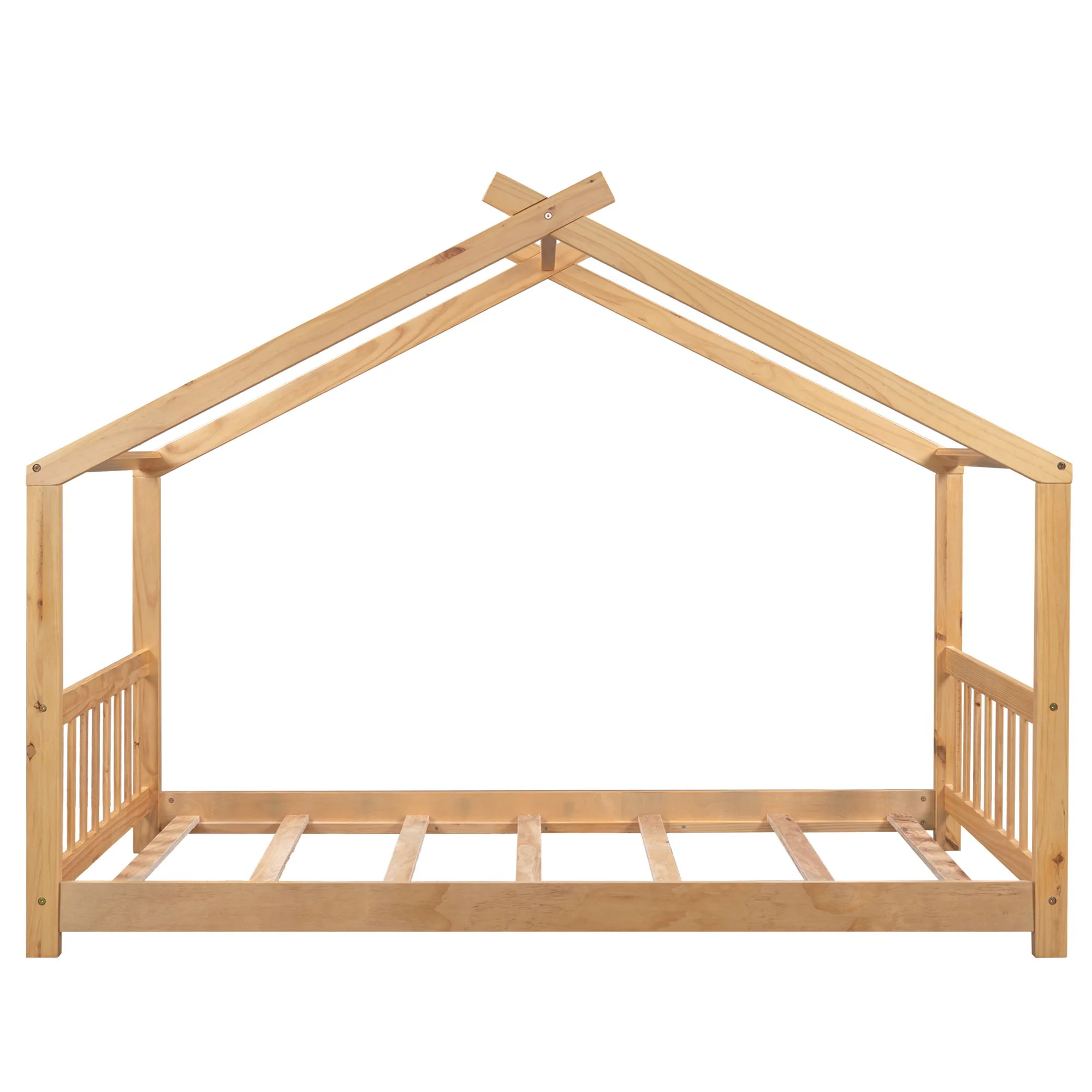 House Platform Bed With Headboard And Footboard, Roof Design - Image 17