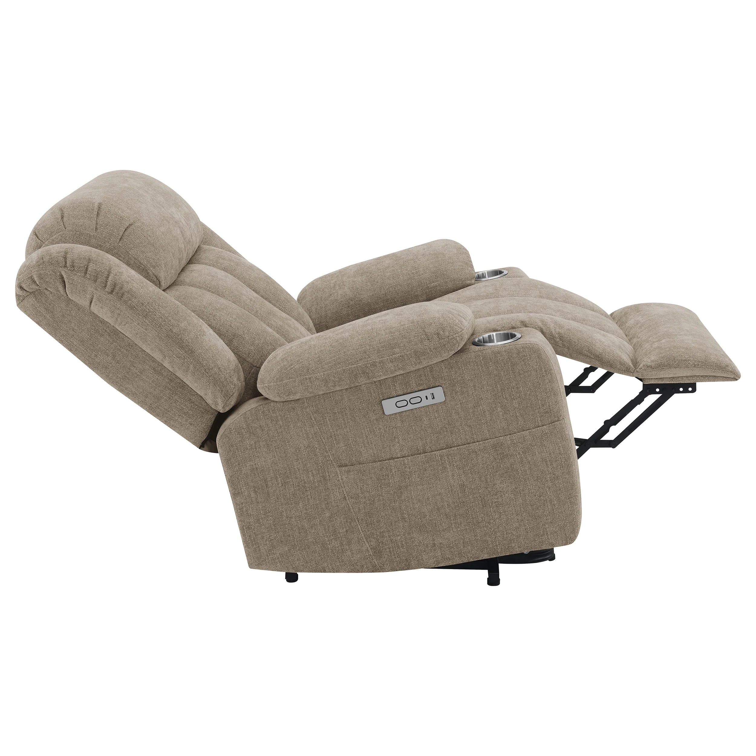 Houston Upholstered Power Lift Recliner Chair in Camel - Image 12