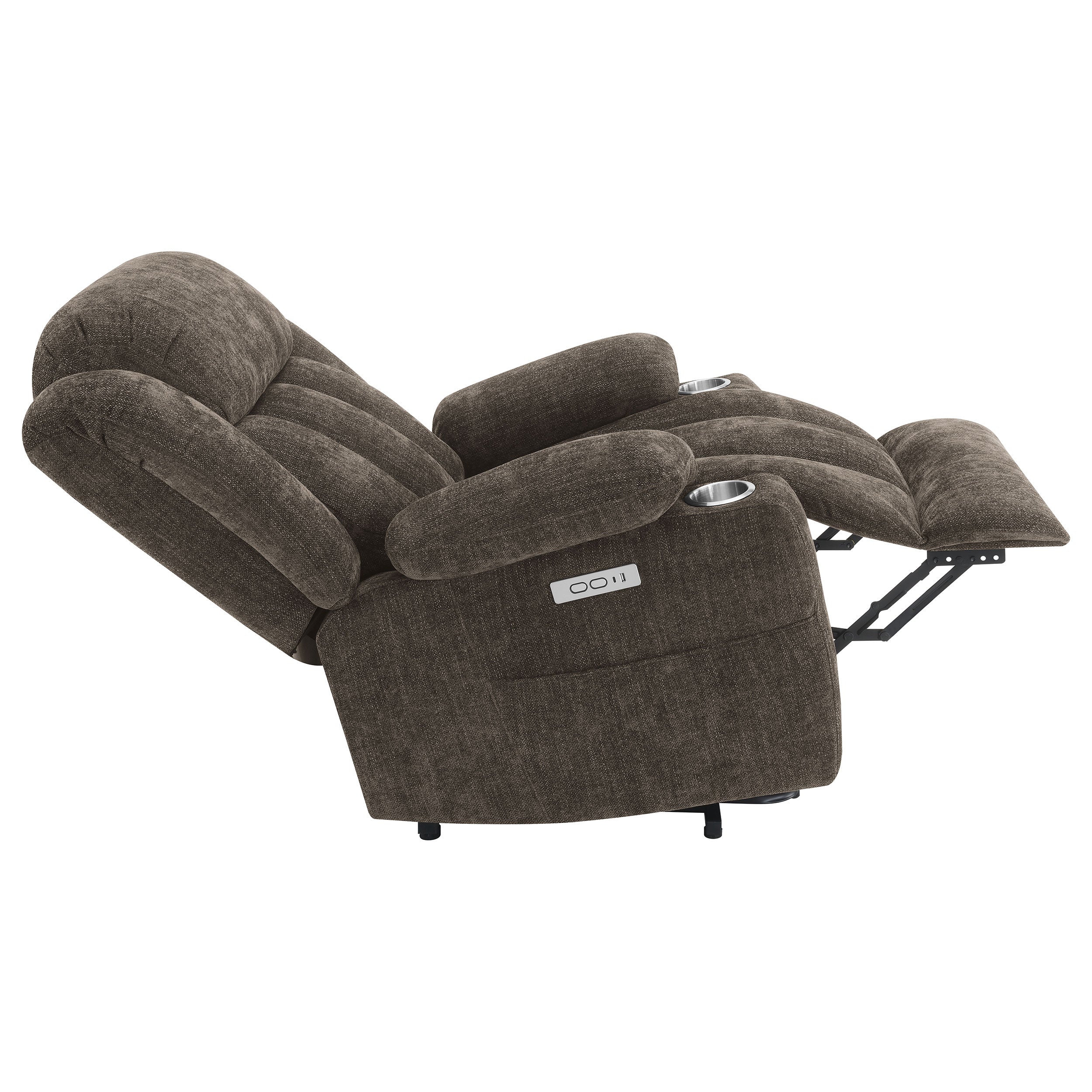Houston Upholstered Power Lift Recliner Chair Dark Brown - Image 14