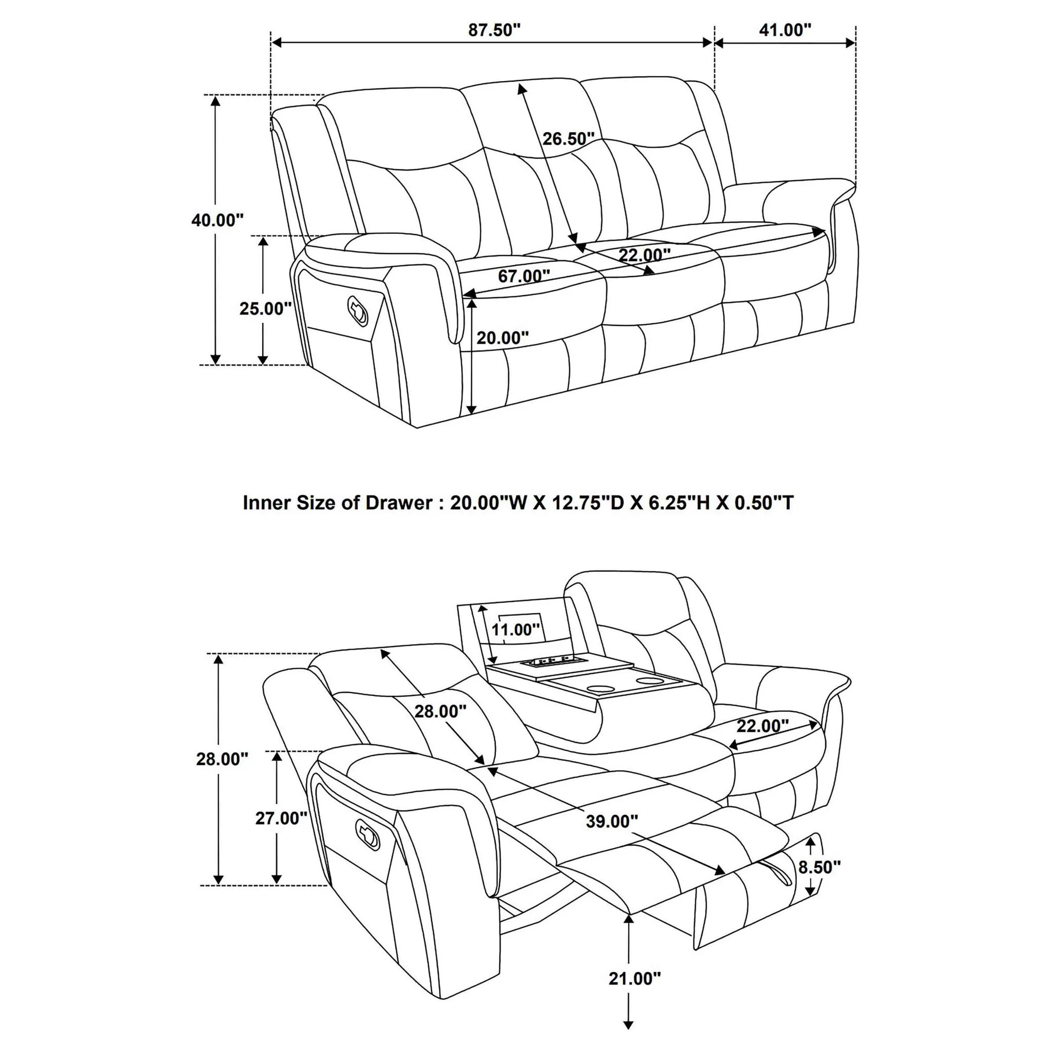 Hudson - Motion Sofa Pillow Top Arms Reclining Comfort - Gray - Image 6
