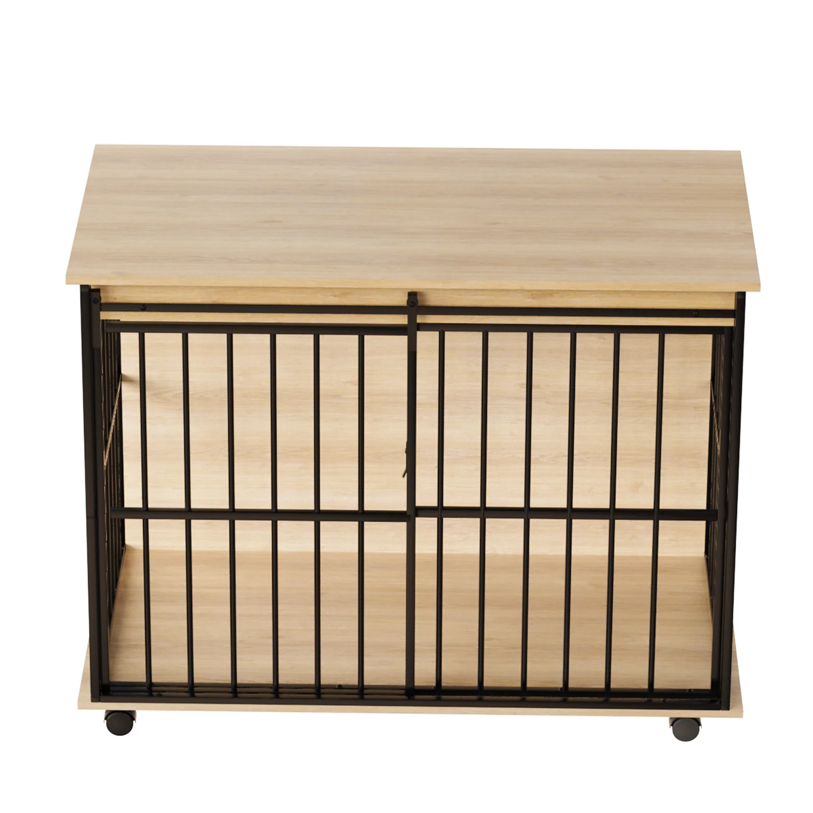 Huxley 43-Inch Furniture-Style Dog Crate with Sliding Door and Natural Wood Top - Image 8