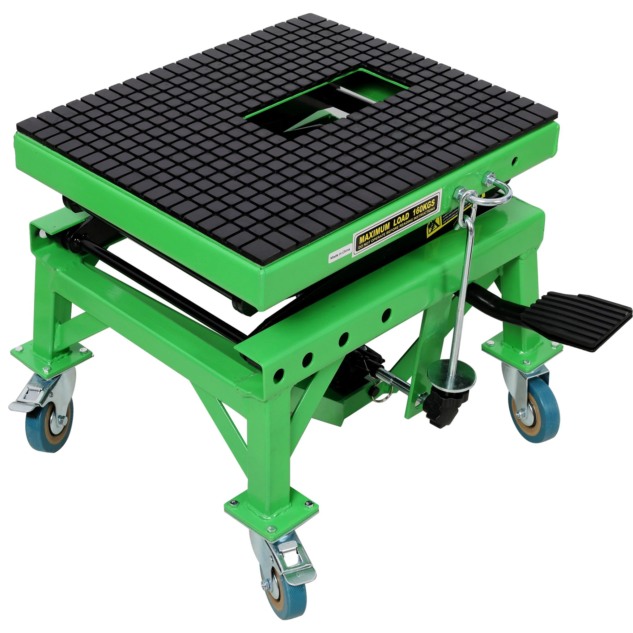 Hydraulic Motorcycle Scissor Jack Lift With Foot Step And Wheels For Dirt Bikes - Black / Green - Image 8