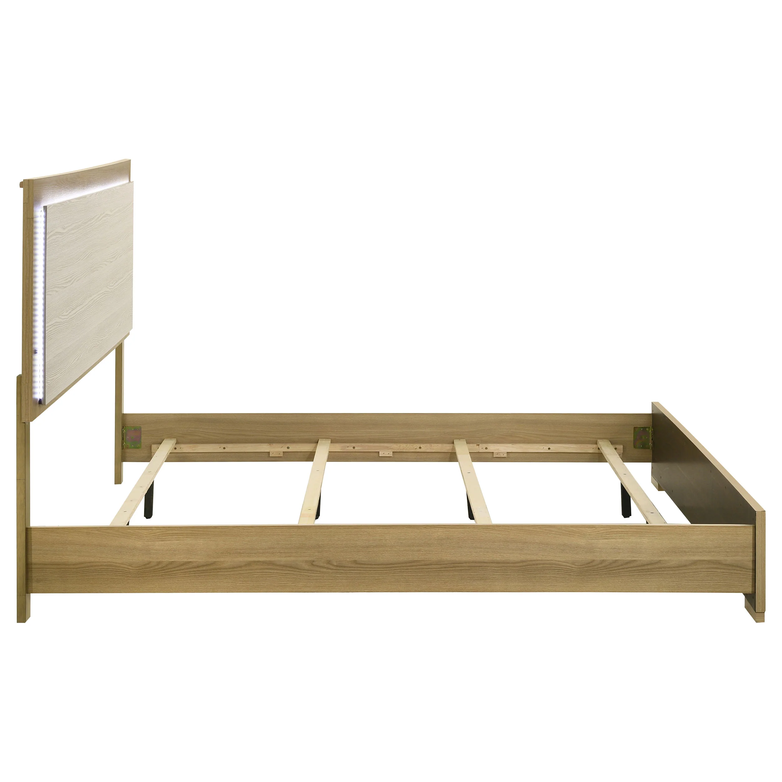 Hyland Eastern King Panel Bed with LED Headboard, Natural - Image 8
