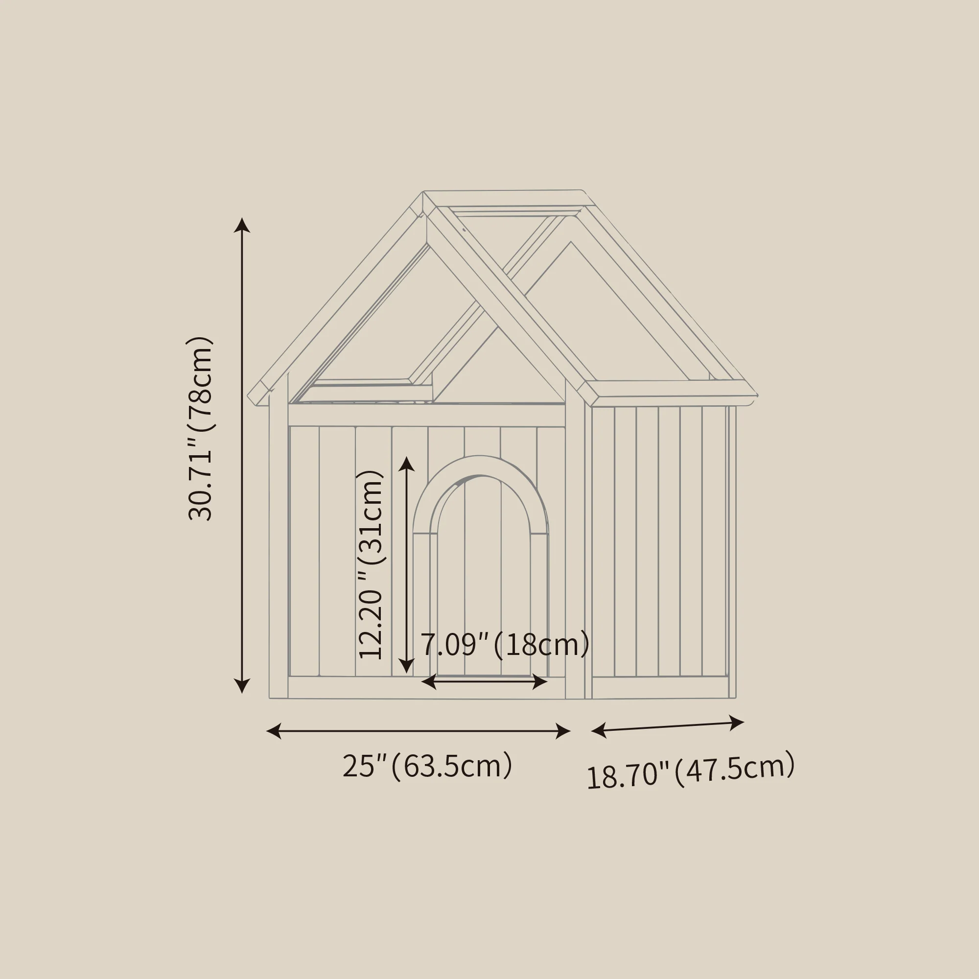 Iberis 25-Inch Transparent Roof Cedar Wood Pet House with Floral Carvings - Image 5