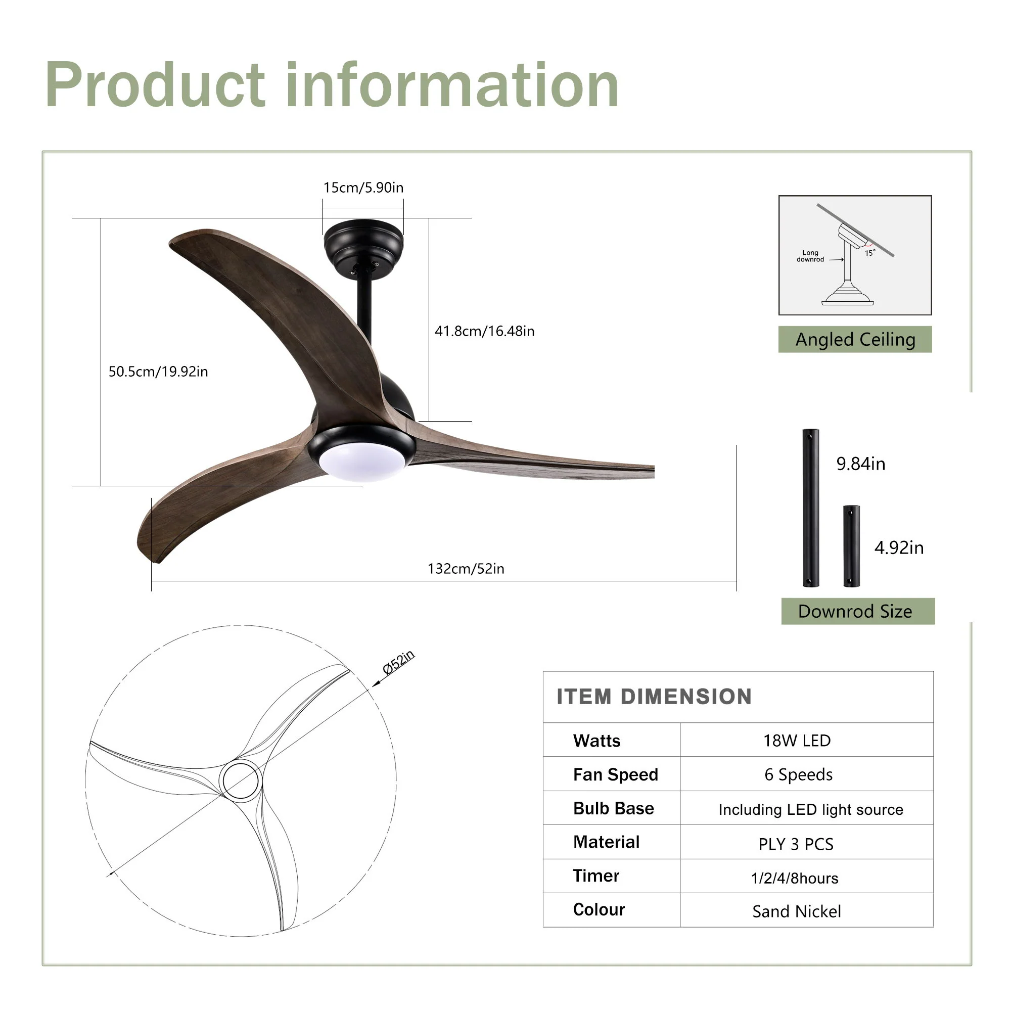 Indoor Outdoor Ceiling Fan With Light With Remote Control, Noiseless Reversible Motor, 6 Speed, 3 Color - Image 15