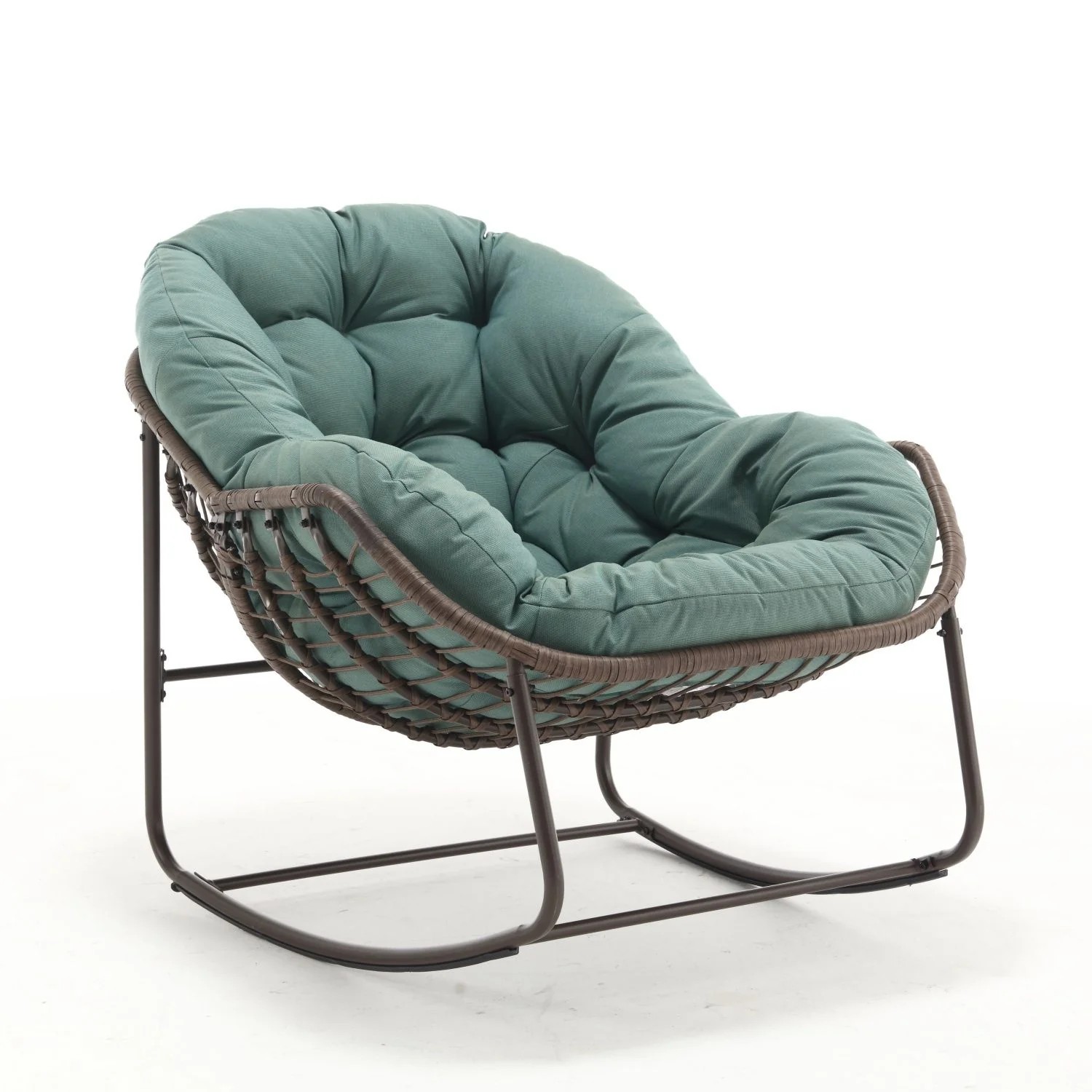 Indoor / Outdoor Oversized Wicker Egg Rocker Chair - Light Green - Image 4
