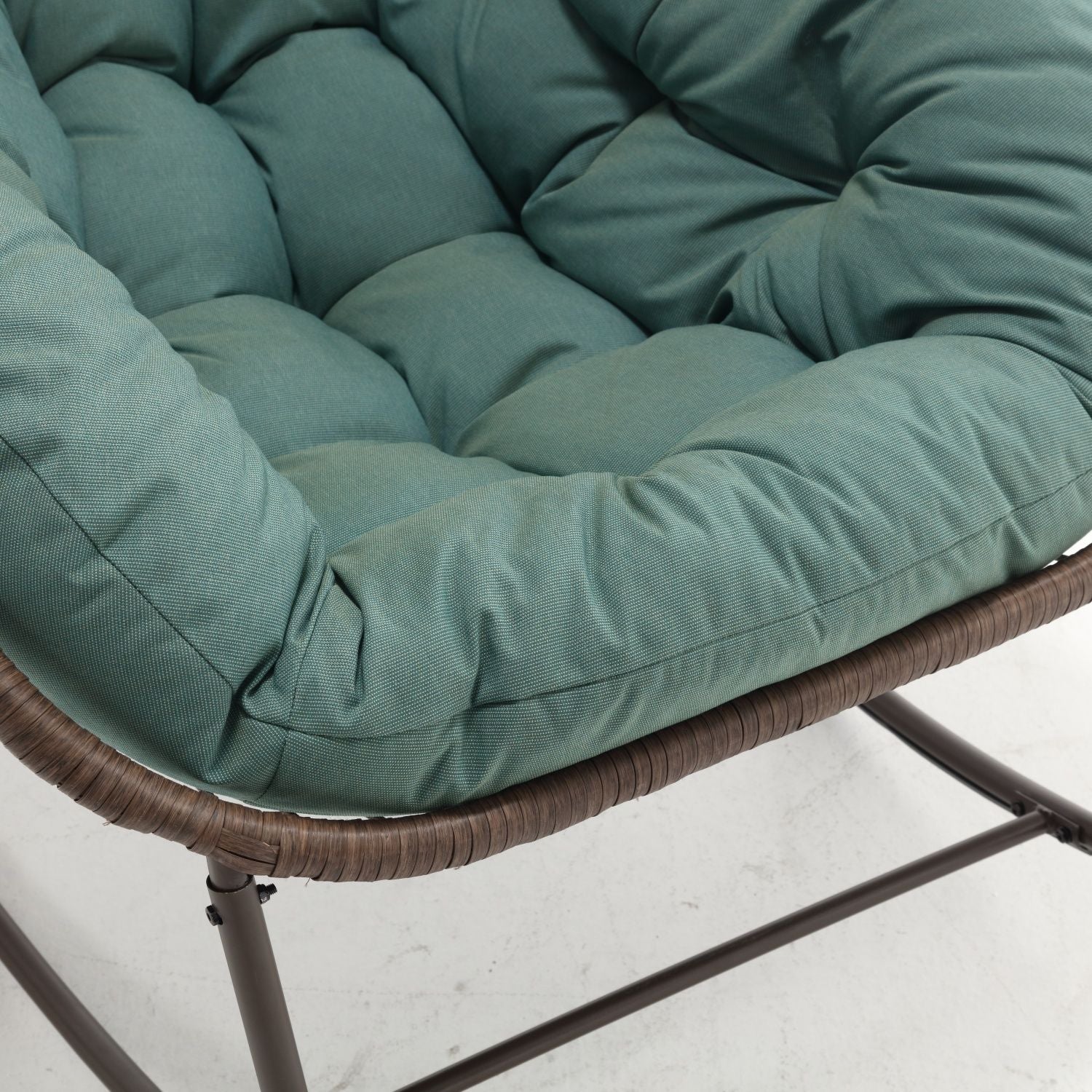 Indoor / Outdoor Oversized Wicker Egg Rocker Chair - Light Green - Image 6