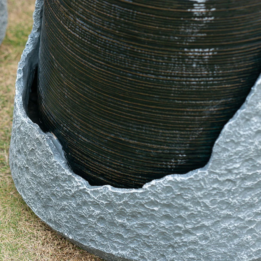Indoor Outdoor Water Fountain, Unique Broken Urn Fountain Chic Dynamic Modern Design With Light For Garden - Image 11
