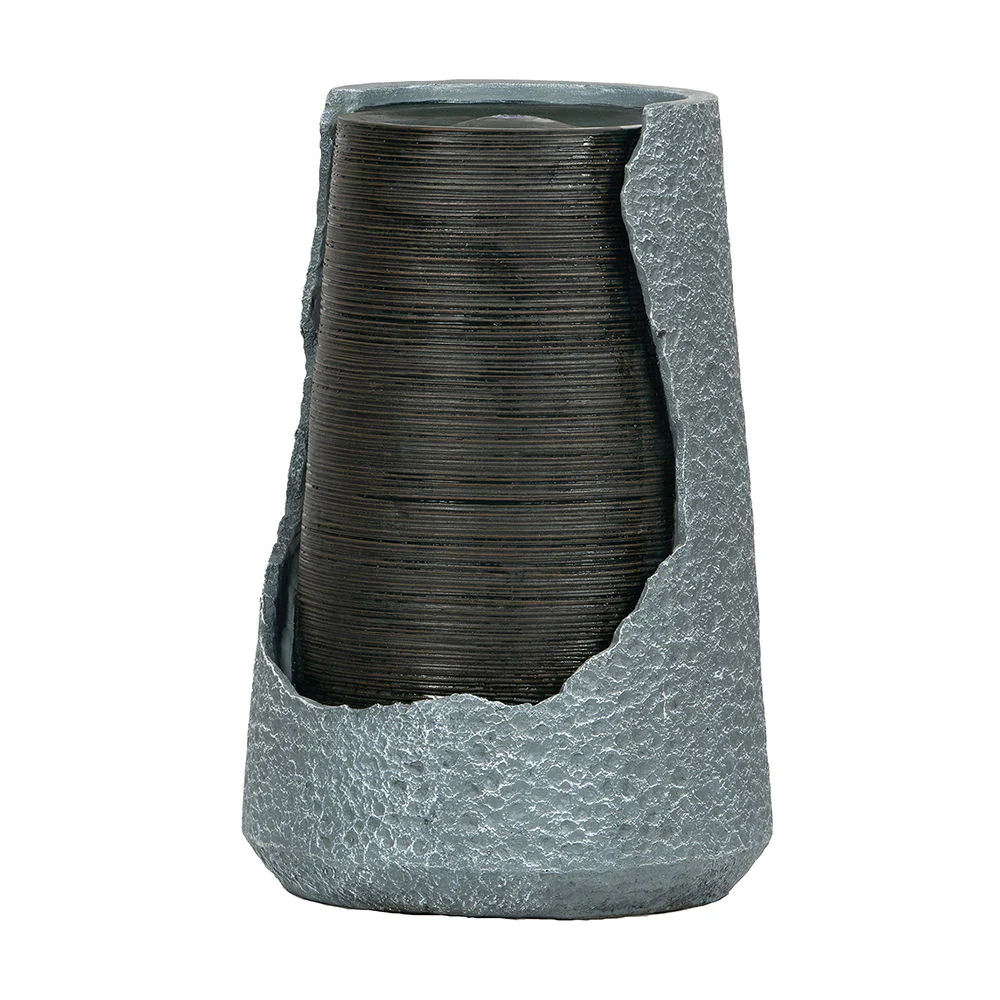 Indoor Outdoor Water Fountain, Unique Broken Urn Fountain Chic Dynamic Modern Design With Light For Garden - Image 12