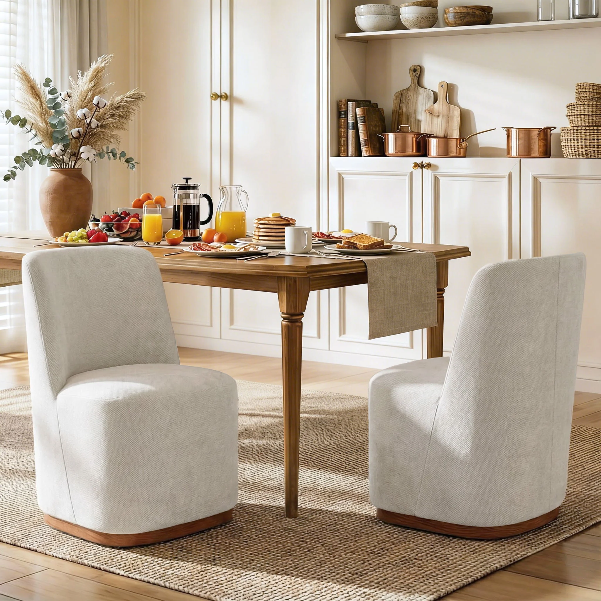 Indoor Upholstered Dining Chair (Set of 2) - Beige - Image 6