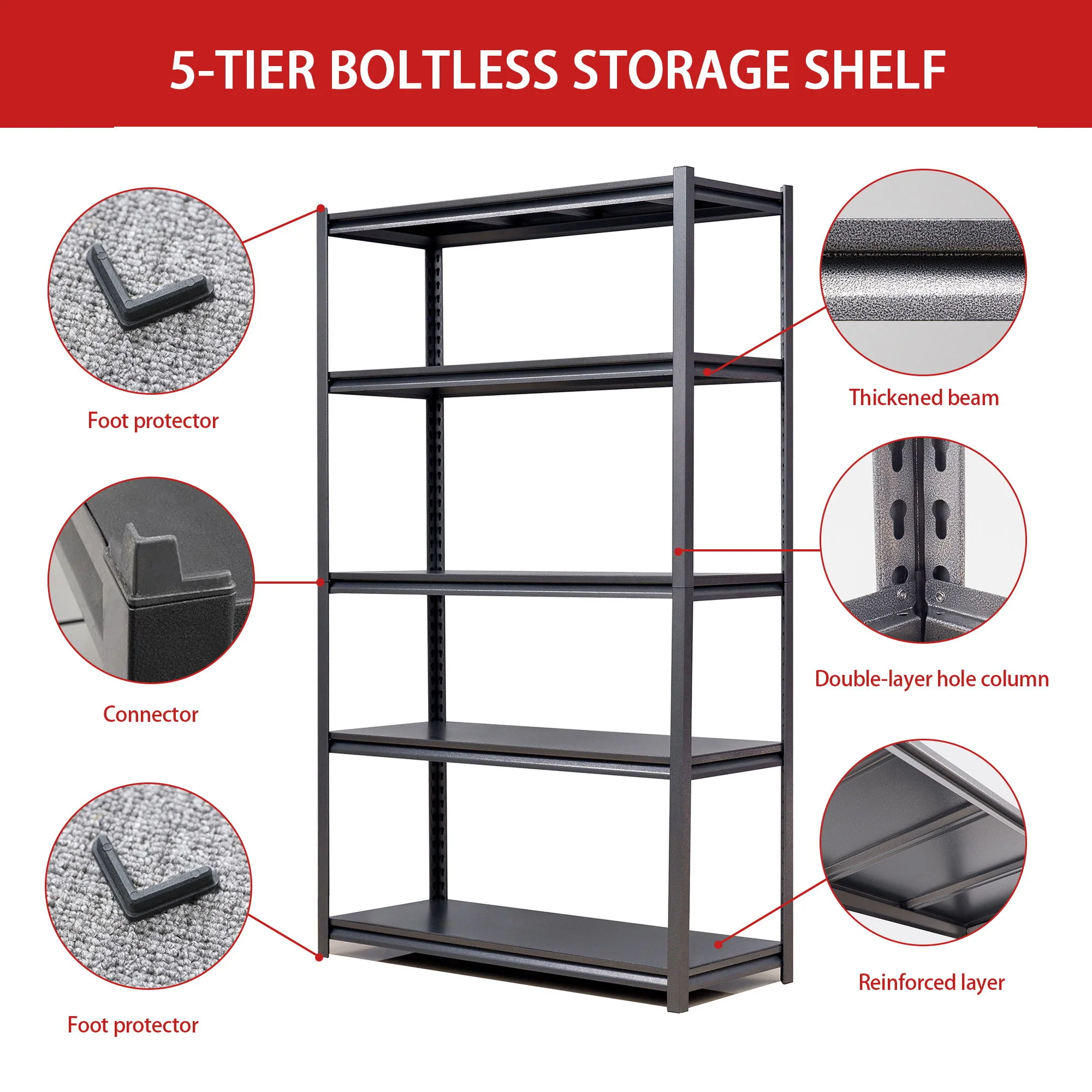 Industrial Heavy Duty Metal Garage Shelving Unit, Adjustable Storage Rack - Image 10