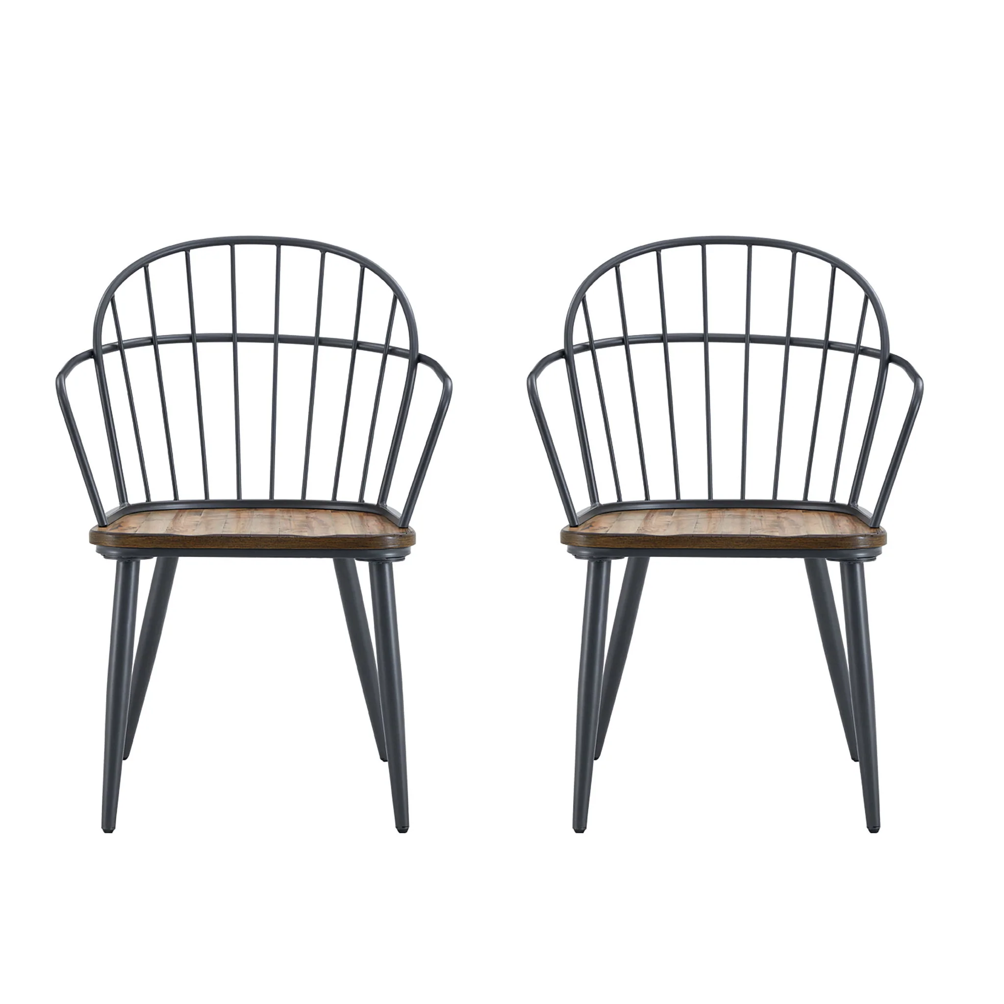 Industrial Inspired Indoor Dining Chair With Metal Legs And Birch (Set of 2) - Black / Natural - Image 5
