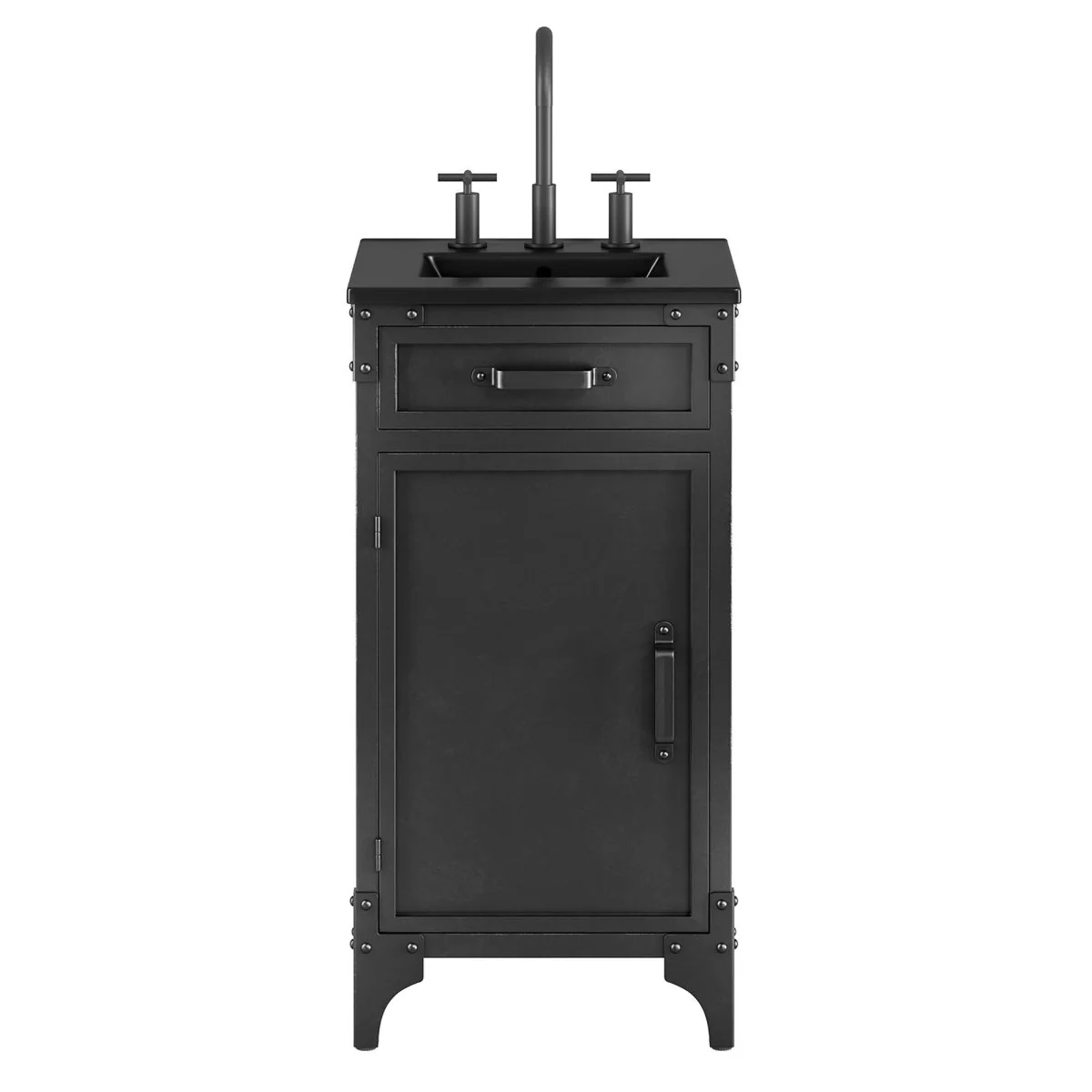Industrial Metal and Wood Bathroom Vanity – Modern Rustic Design for Powder Room - Image 10