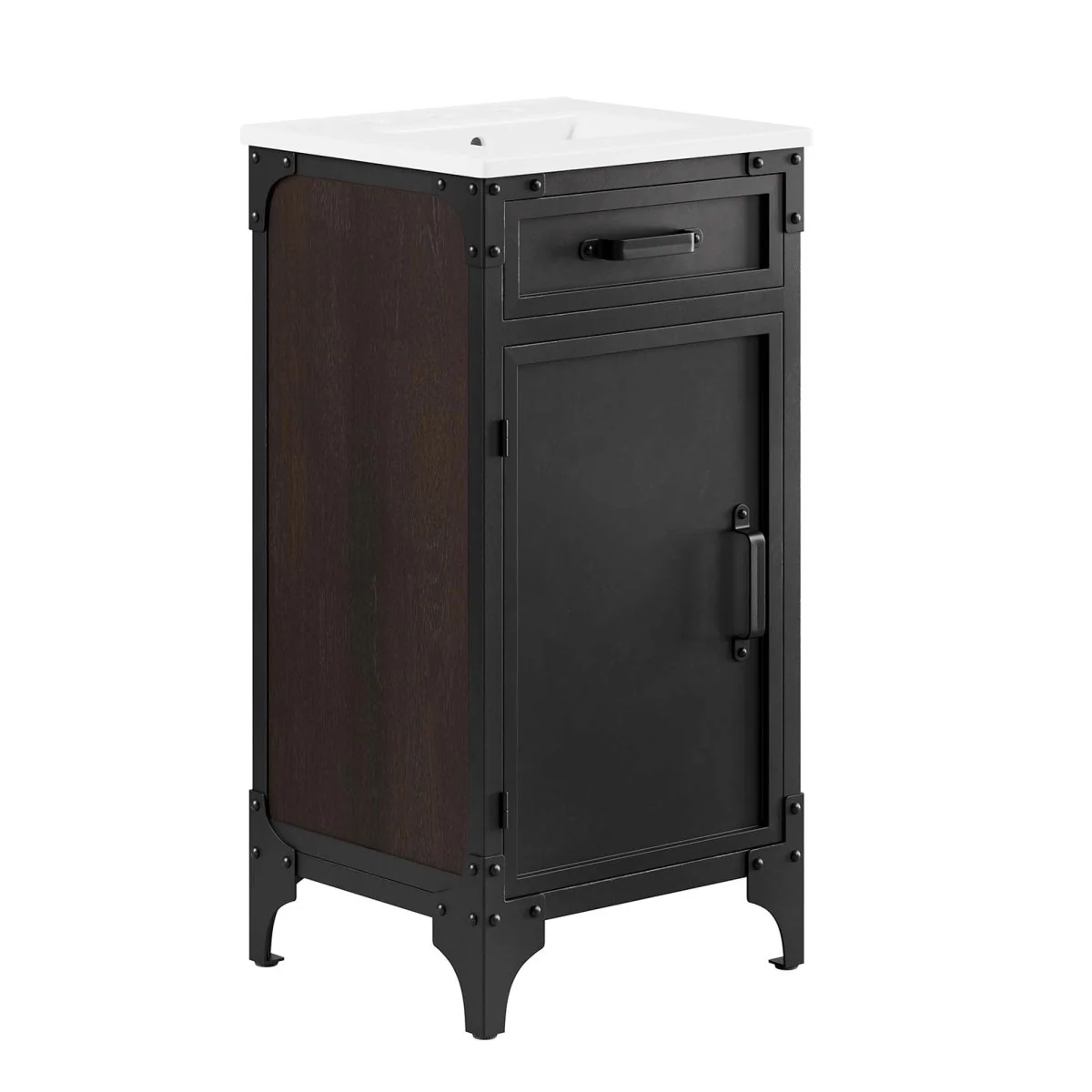Industrial Metal and Wood Bathroom Vanity – Modern Rustic Design for Powder Room - Image 17