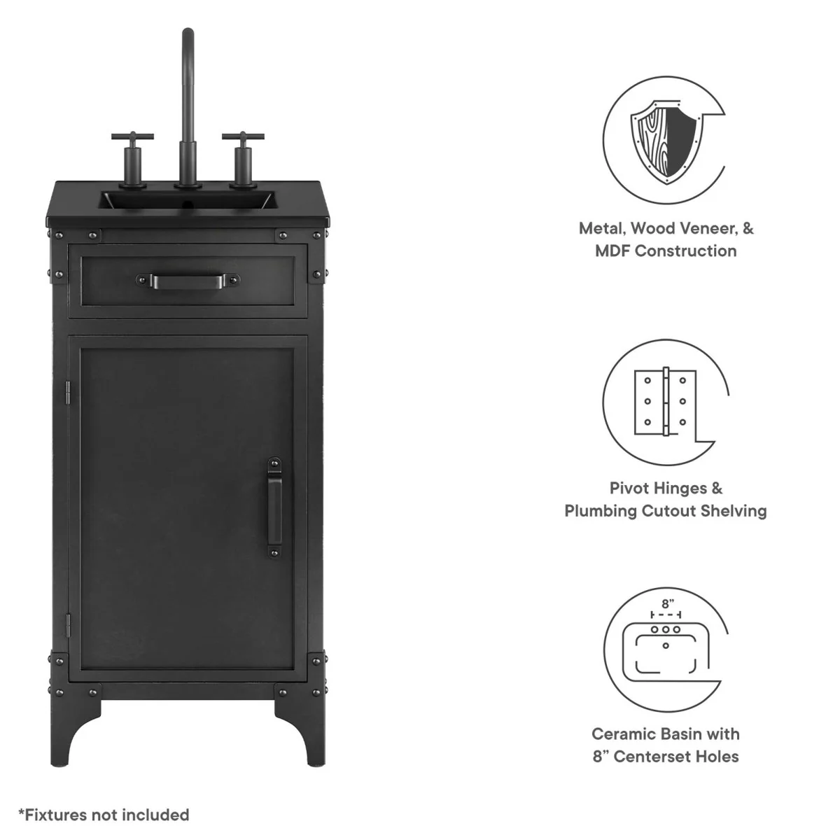 Industrial Metal and Wood Bathroom Vanity – Modern Rustic Design for Powder Room - Image 2