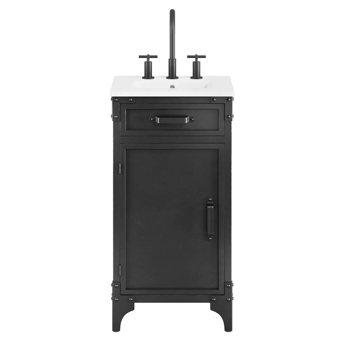 Industrial Metal and Wood Bathroom Vanity – Modern Rustic Design for Powder Room - Image 26