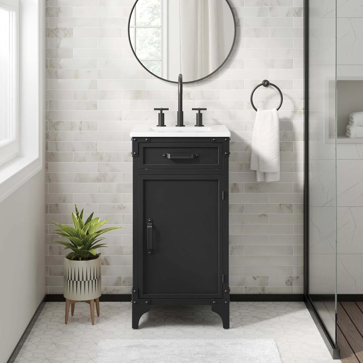 Industrial Metal and Wood Bathroom Vanity – Modern Rustic Design for Powder Room - Image 29