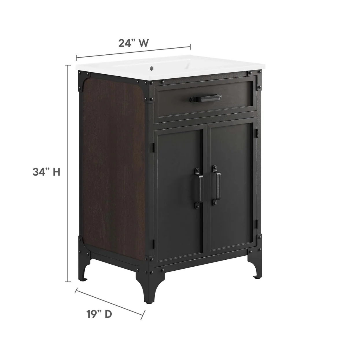 Industrial Metal and Wood Bathroom Vanity – Modern Rustic Design for Powder Room - Image 32