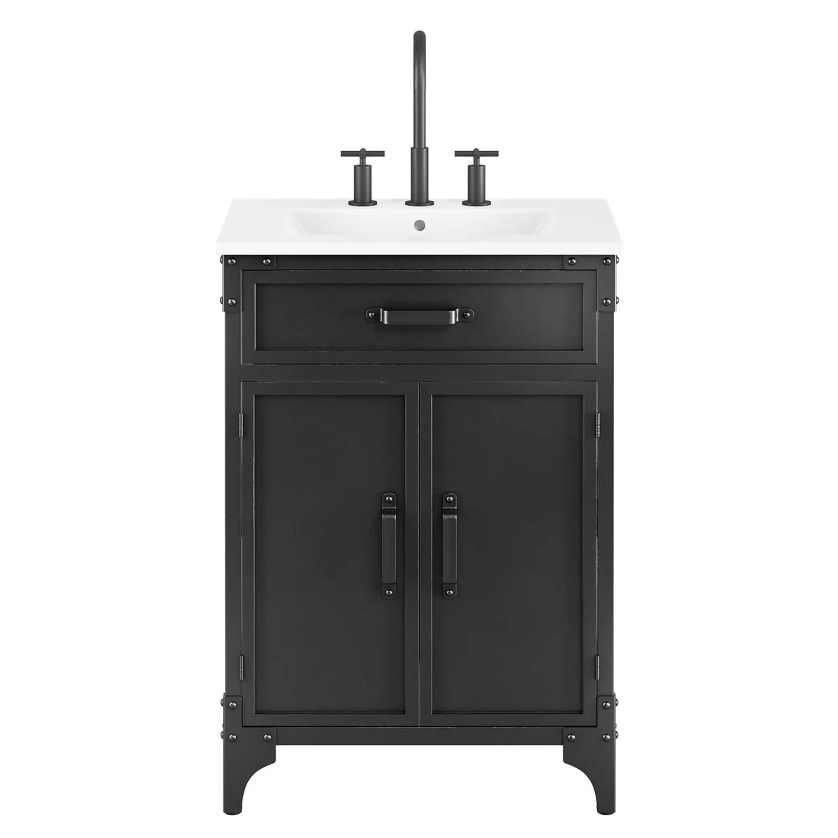 Industrial Metal and Wood Bathroom Vanity – Modern Rustic Design for Powder Room - Image 38