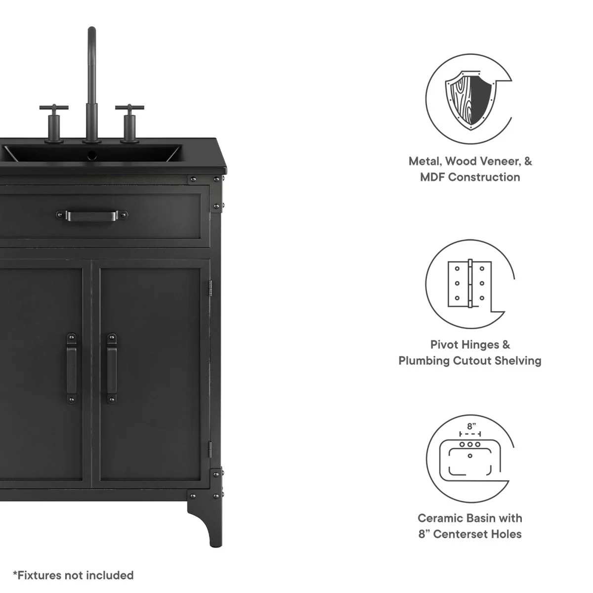 Industrial Metal and Wood Bathroom Vanity – Modern Rustic Design for Powder Room - Image 44