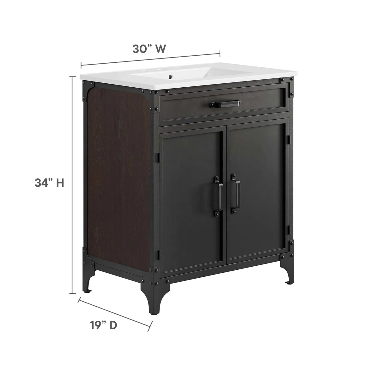Industrial Metal and Wood Bathroom Vanity – Modern Rustic Design for Powder Room - Image 61