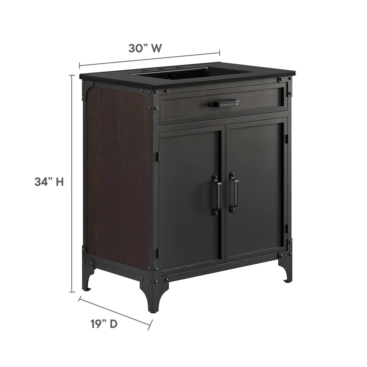 Industrial Metal and Wood Bathroom Vanity – Modern Rustic Design for Powder Room - Image 77