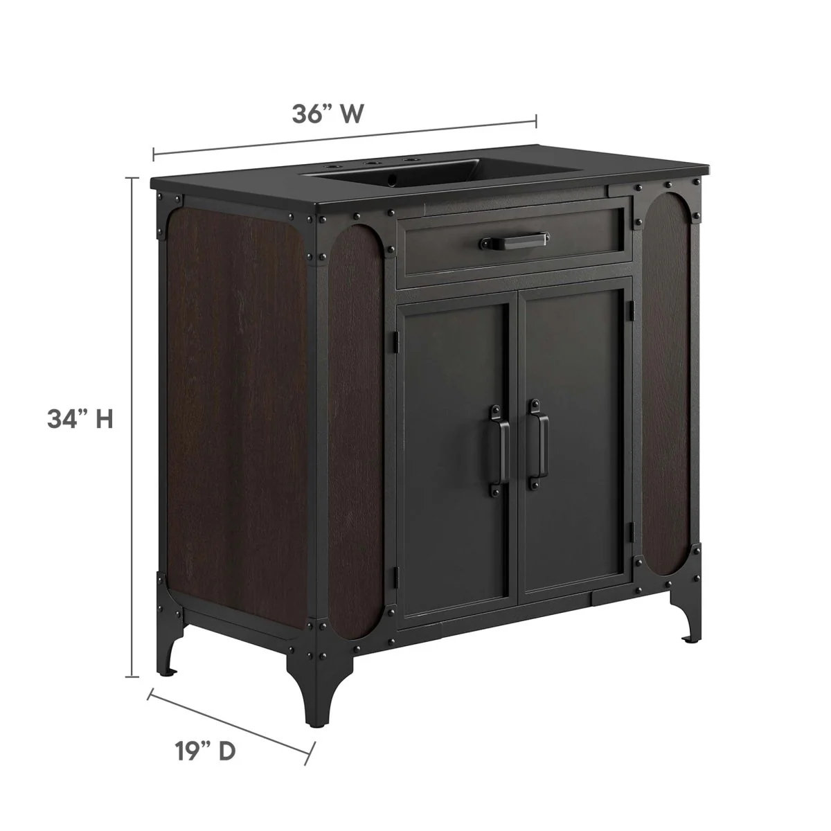 Industrial Metal and Wood Bathroom Vanity – Modern Rustic Design for Powder Room - Image 99