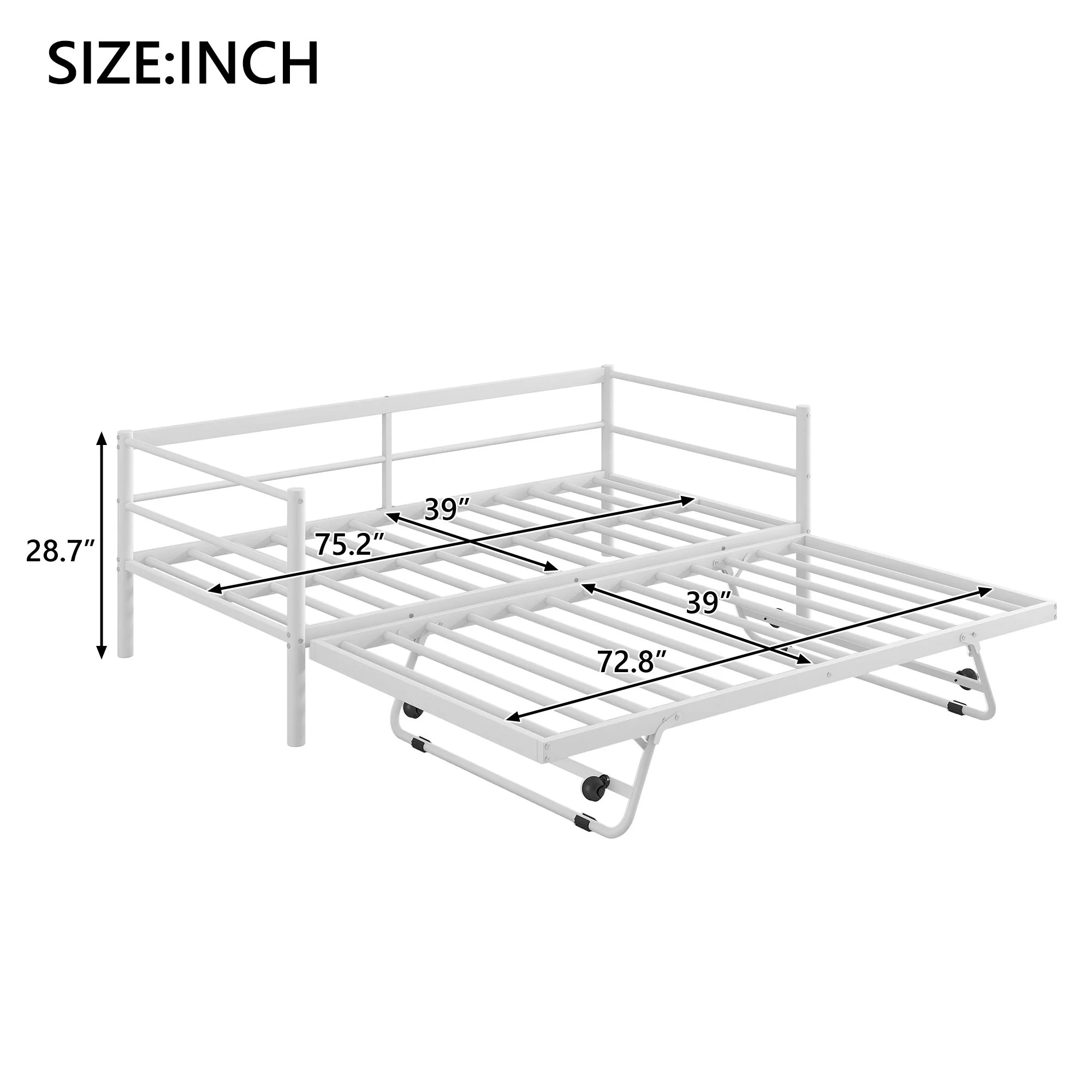 Industrial Metal Daybed With Adjustable Pop Up Trundle And LED Strip - Image 5