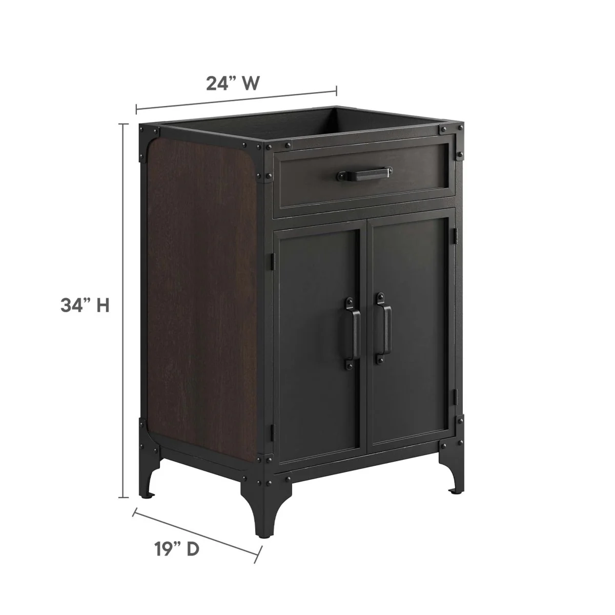 Industrial Modern Bathroom Vanity Cabinet – Sink Basin Not Included (Multiple Sizes) - Image 12