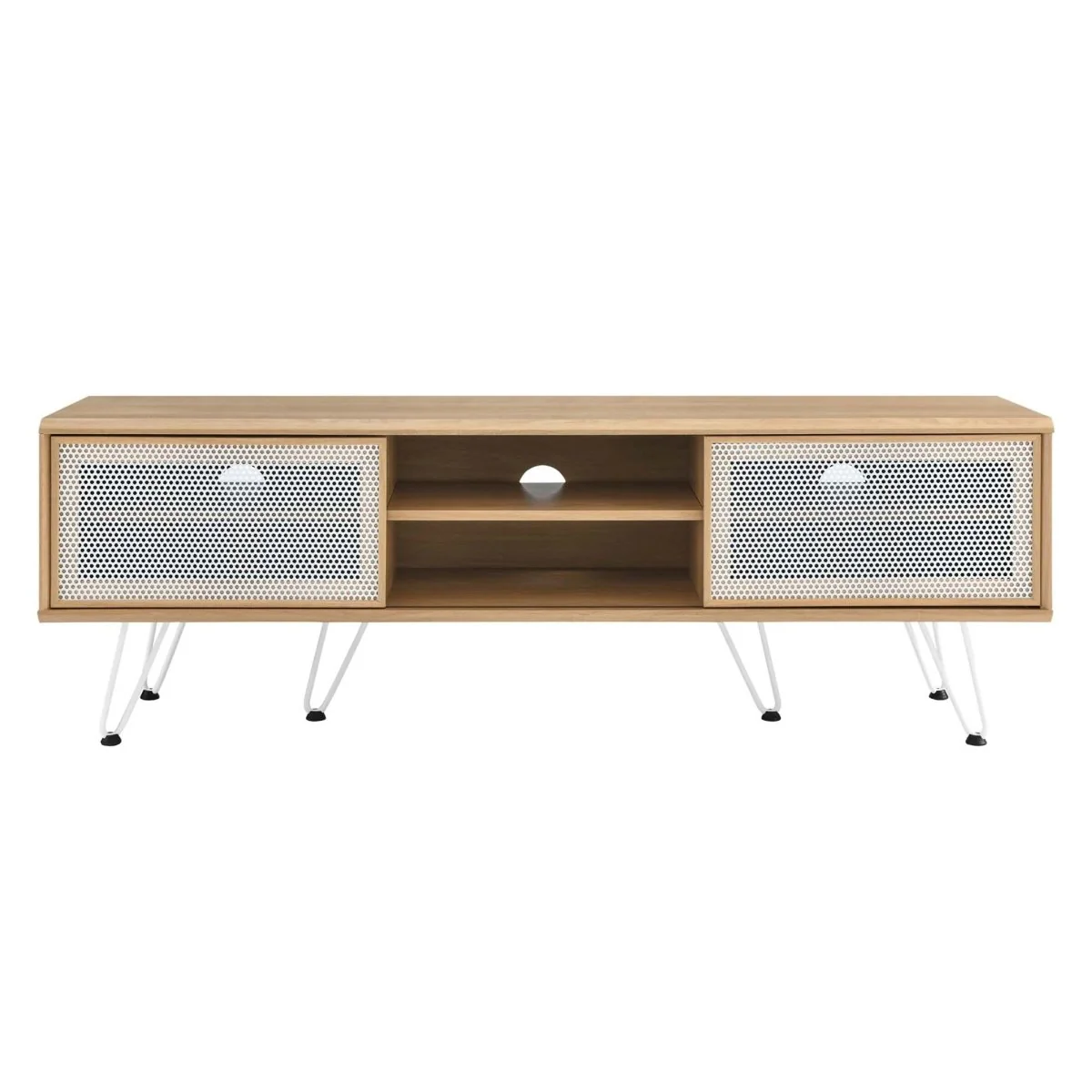 Industrial Modern TV Stand with Sliding Mesh Doors 59 Inch - Image 2