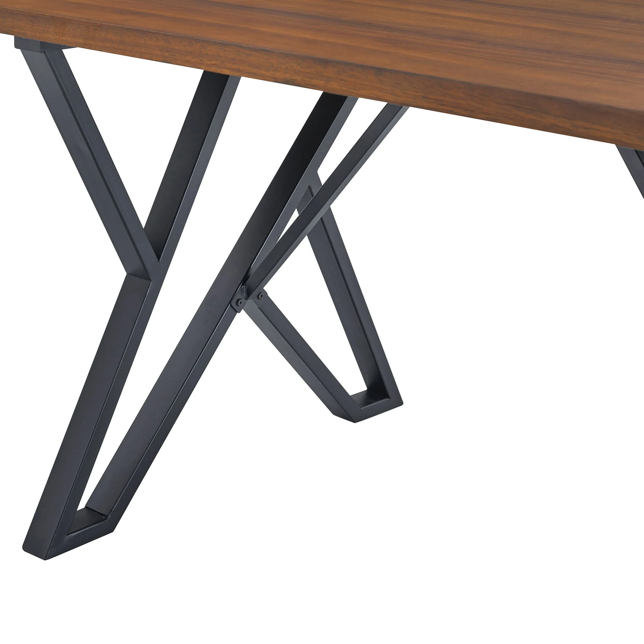 Industrial Style Indoor Dining Table With Metal Legs - Walnut / Black - Image 6