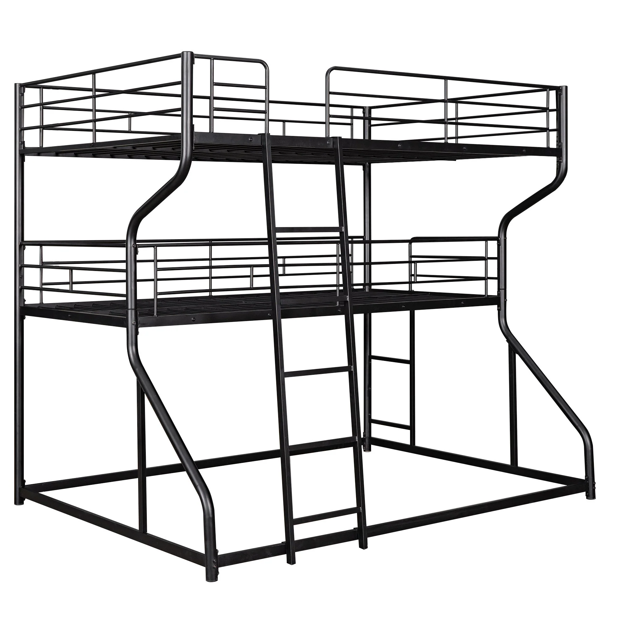 Industrial Triple Bunk Bed With Dual Ladders Frame, Space Saving Design - Image 11