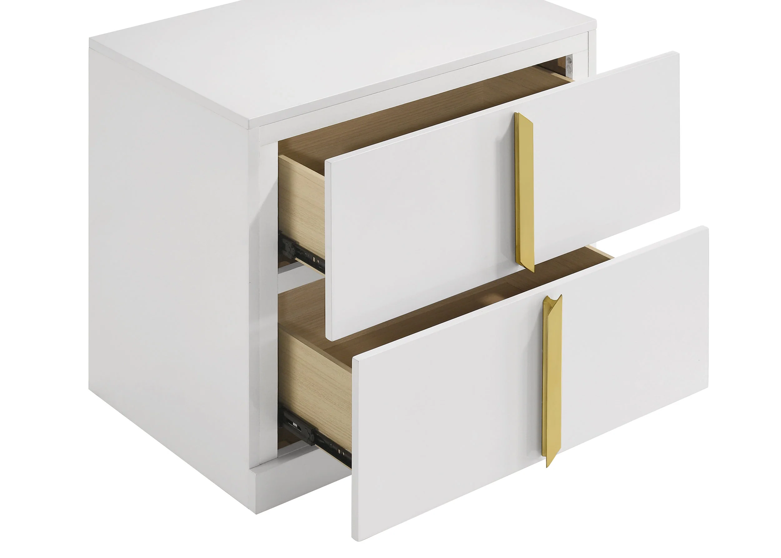 Ines 2-Drawer Nightstand - White High Gloss - Image 10