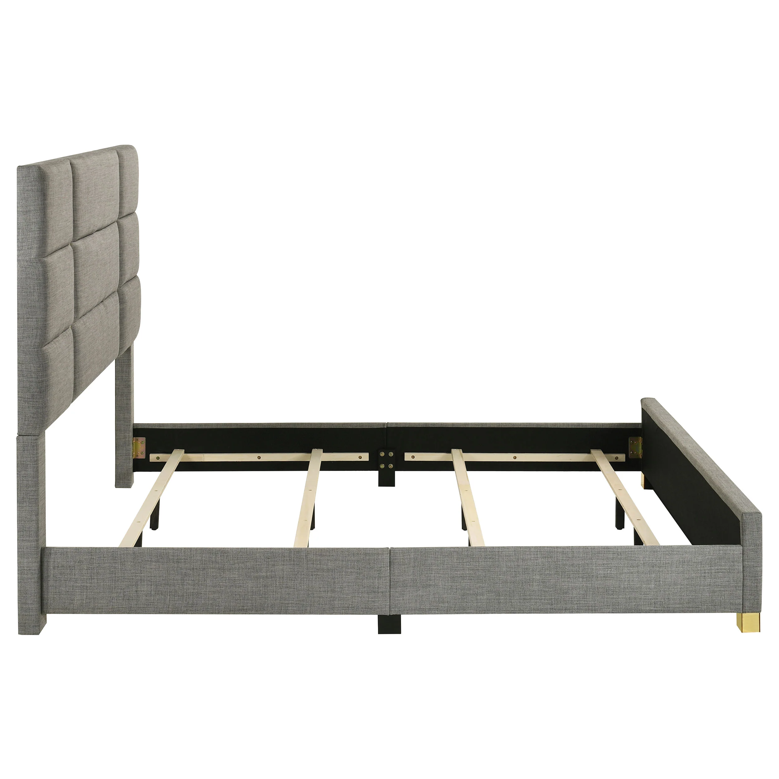 Ines 56-Inch Fabric Upholstered Eastern King Panel Bed Grey - Image 6