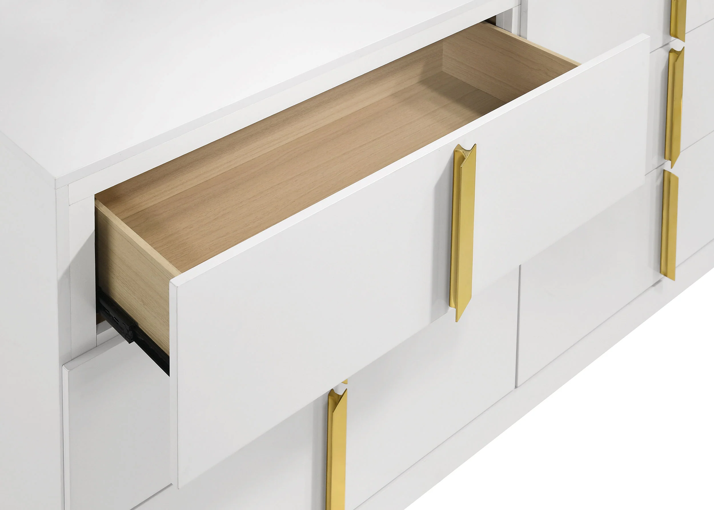 Ines 6-Drawer Dresser Cabinet, White High Gloss - Image 8