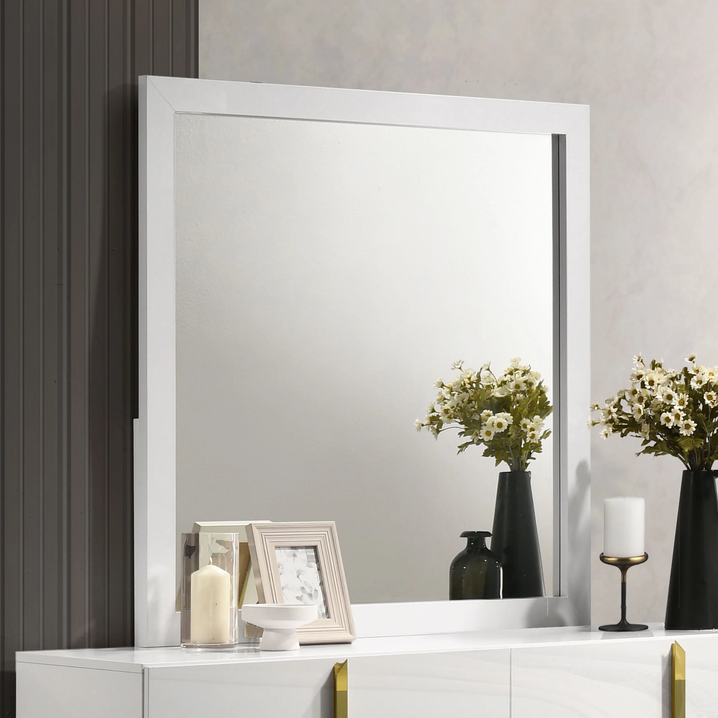 Ines Dresser Mirror White High Gloss - Image 3