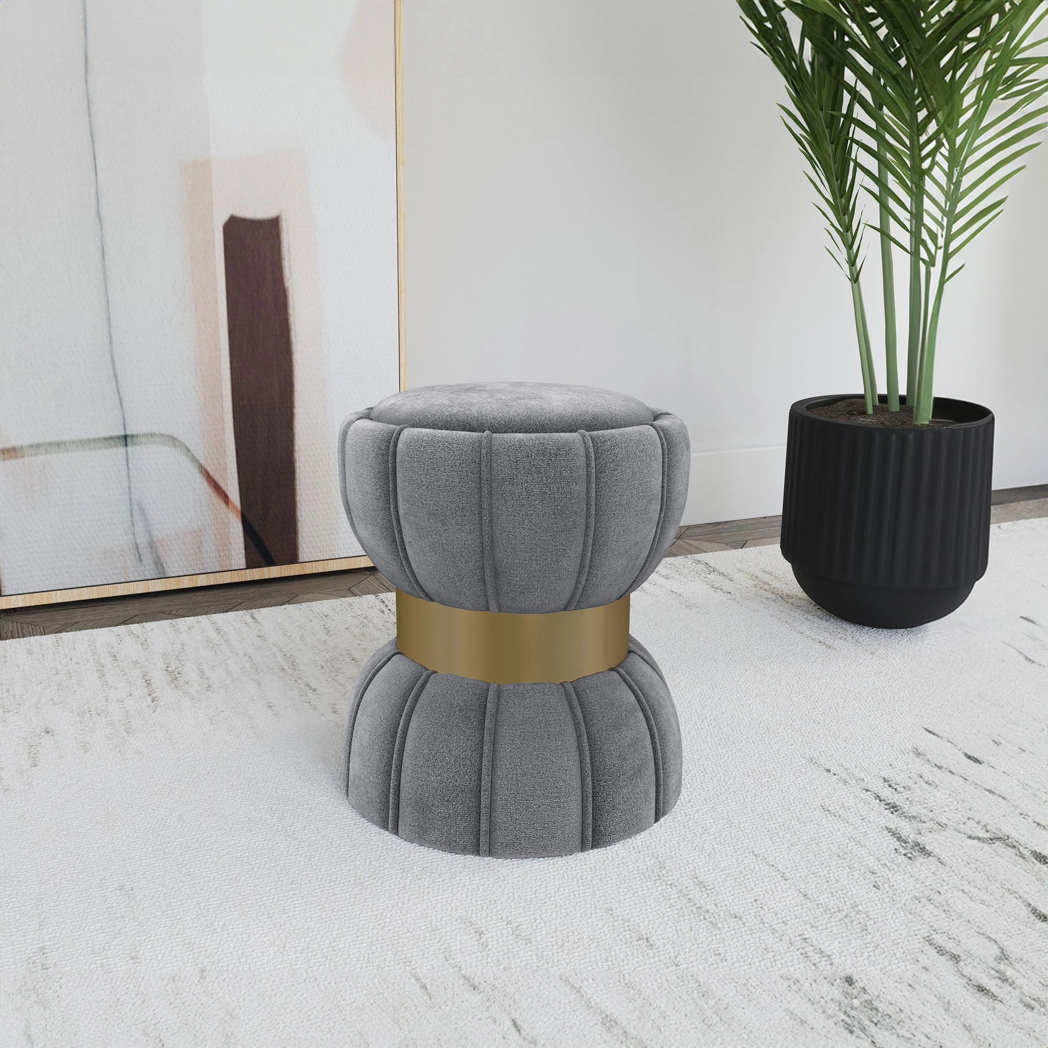 Inez - Round Upholstered Ottoman - Image 6